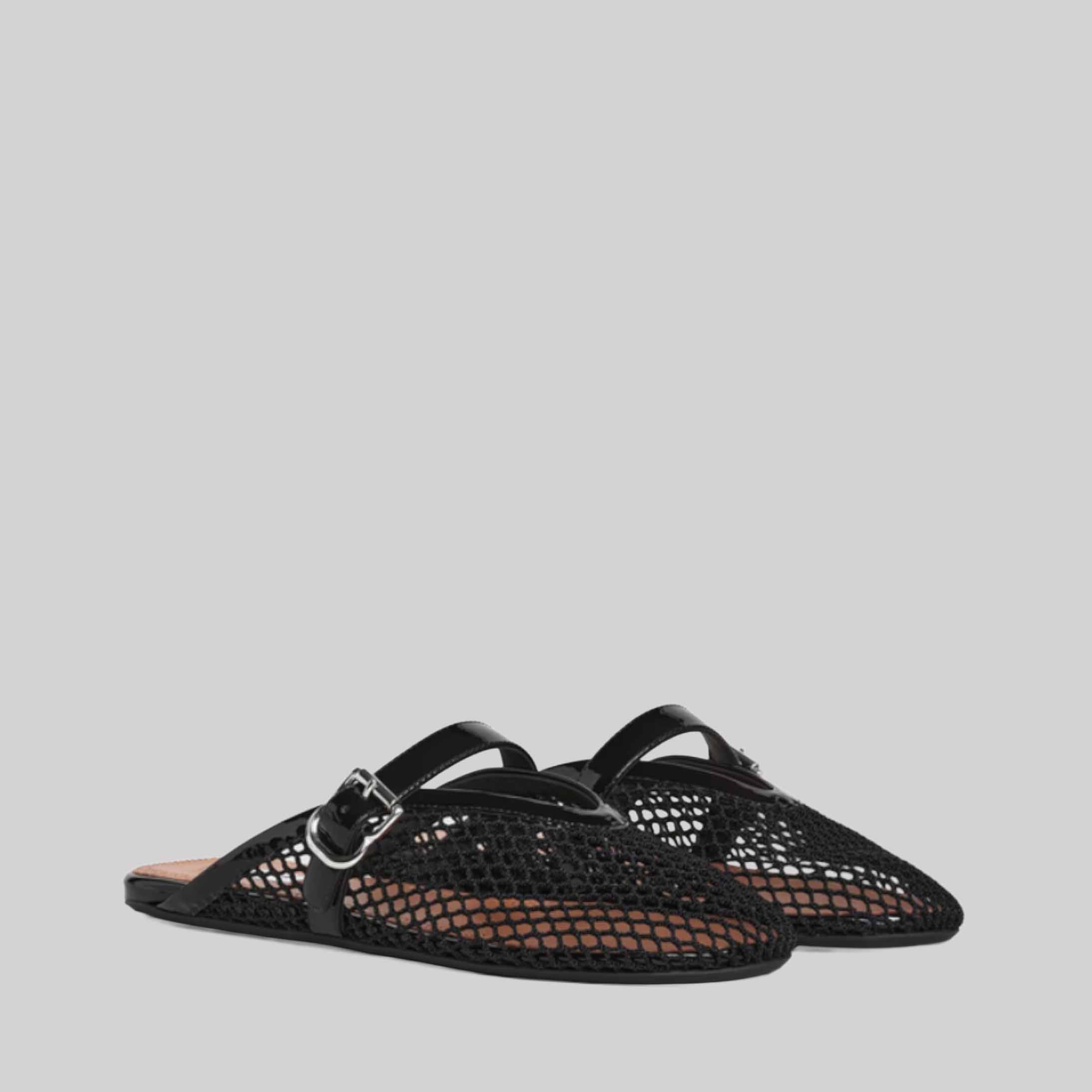Flat Mules In Fishnet