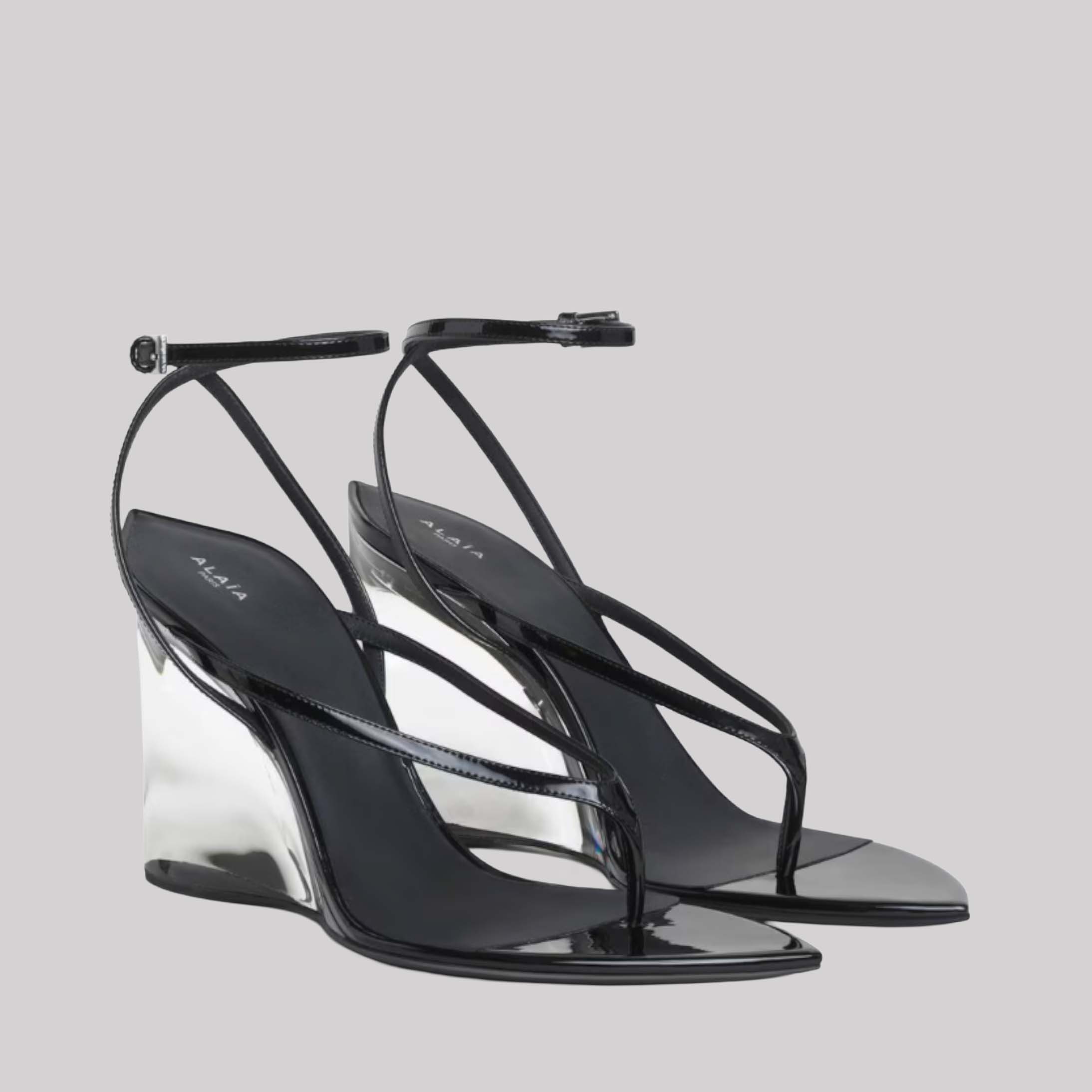 Invisible Thong Sandals In Patent Calfskin