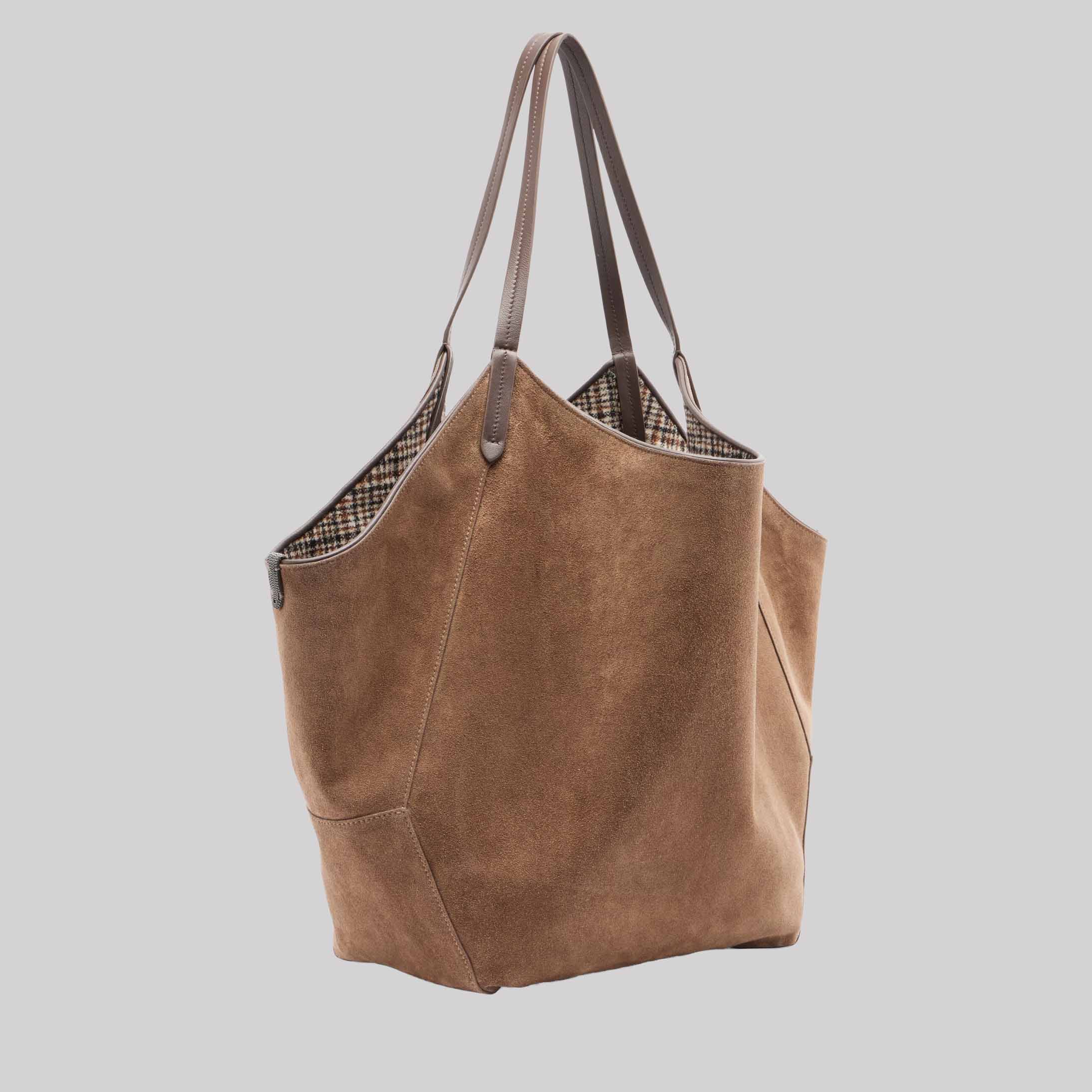 Monili Medium Reversible Suede Tote Bag