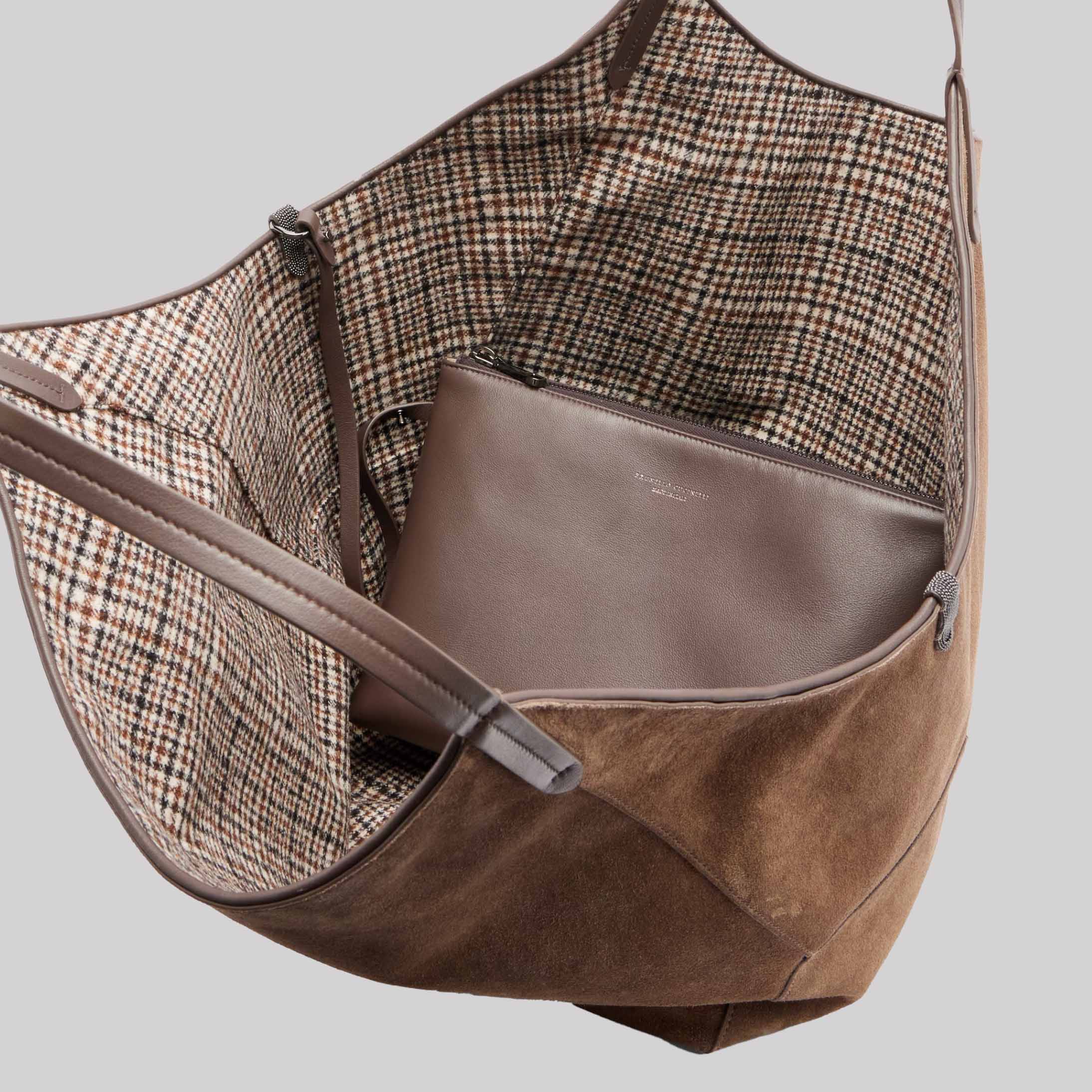 Monili Medium Reversible Suede Tote Bag