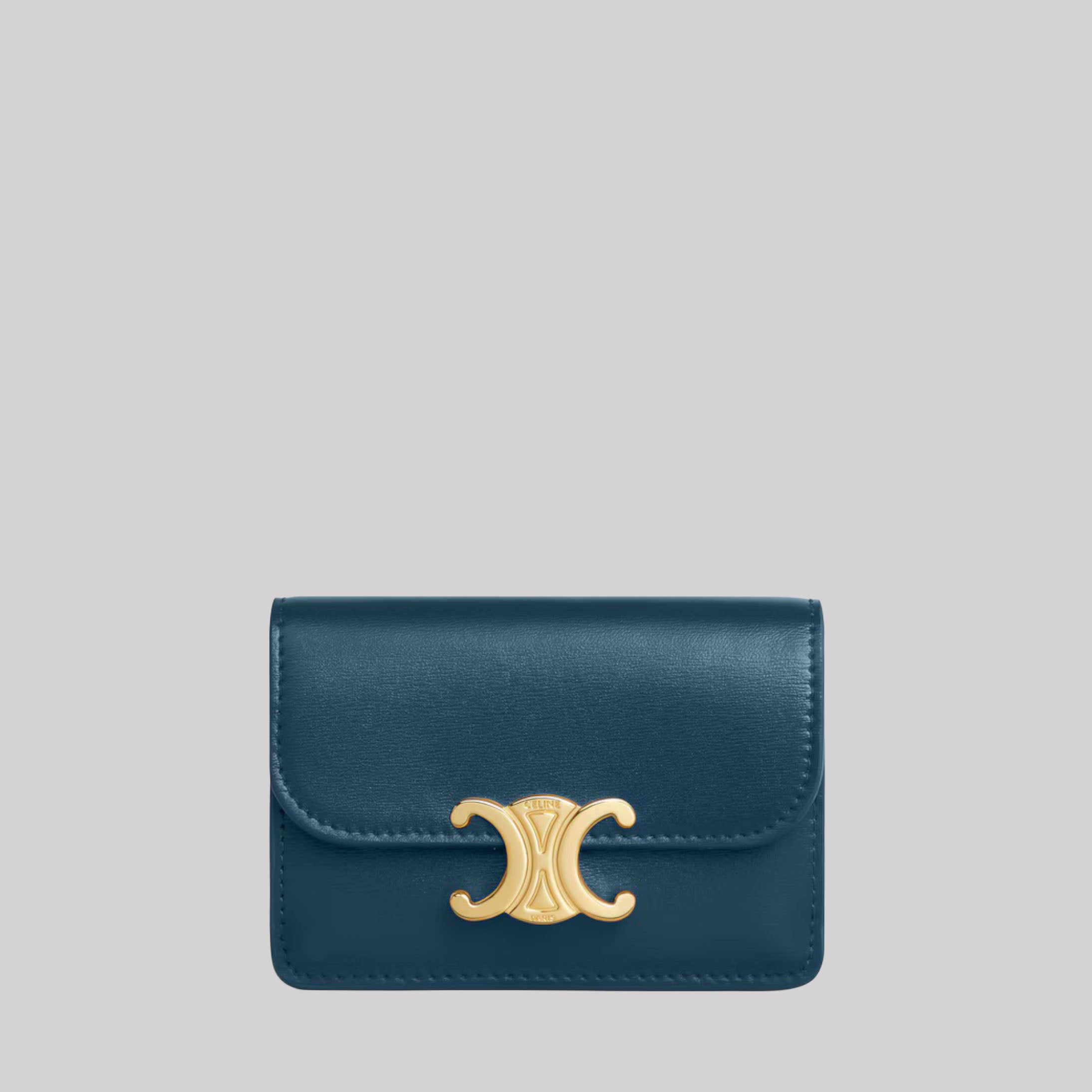 Card Holder With Flap Triomphe In Shiny Calfskin