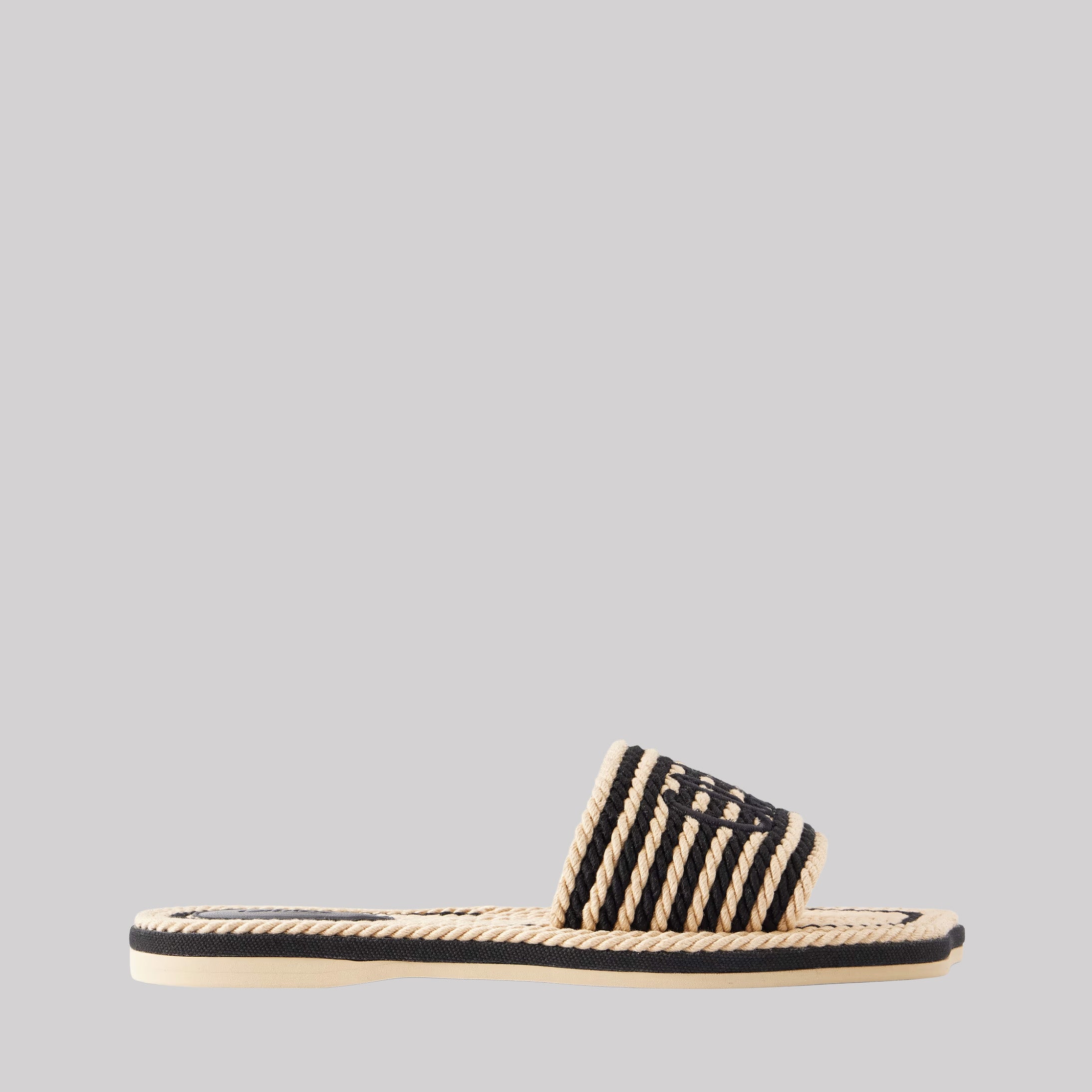 Embroidered Striped Cord Slides