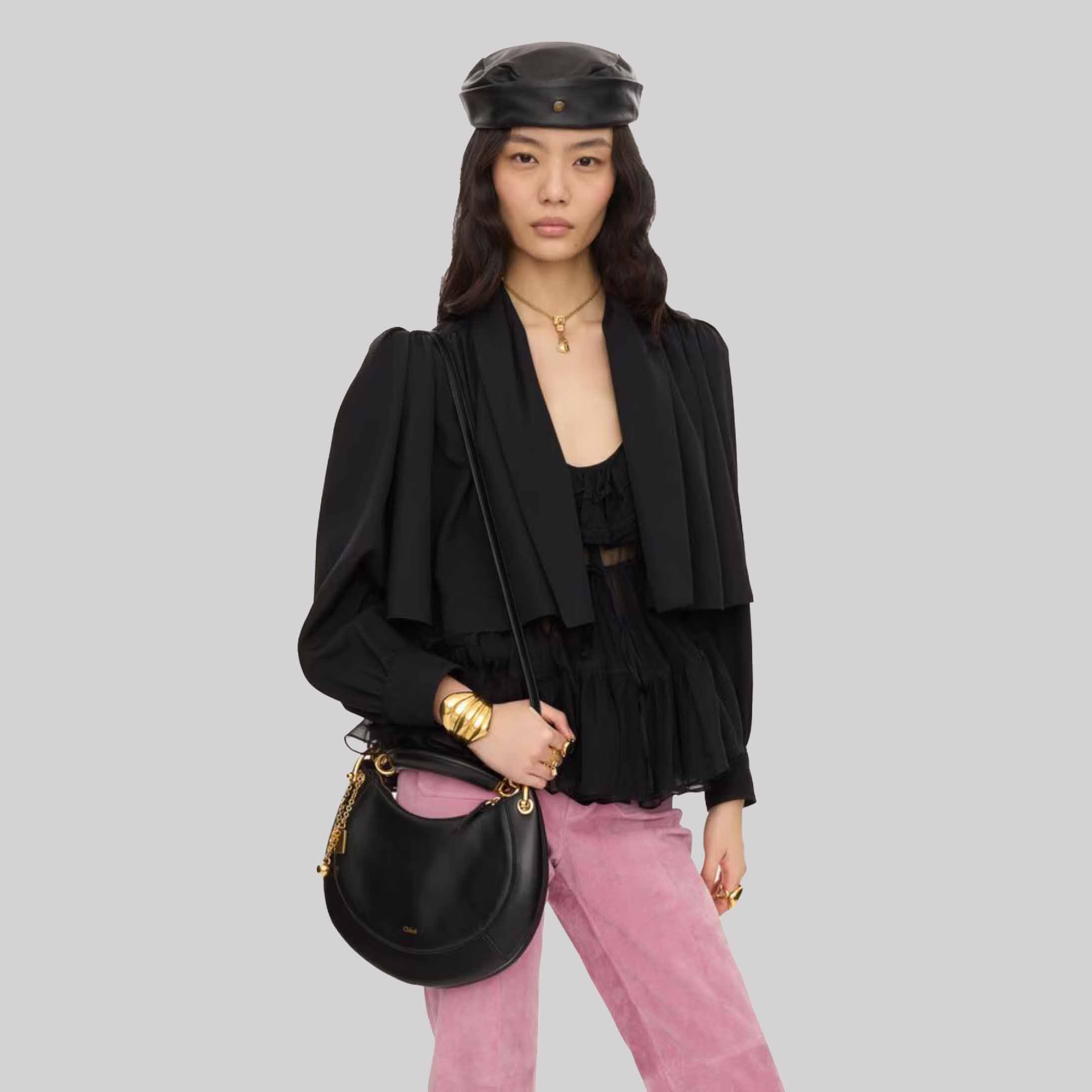 Small Chloé Banana Zipped Hobo In Soft Leather