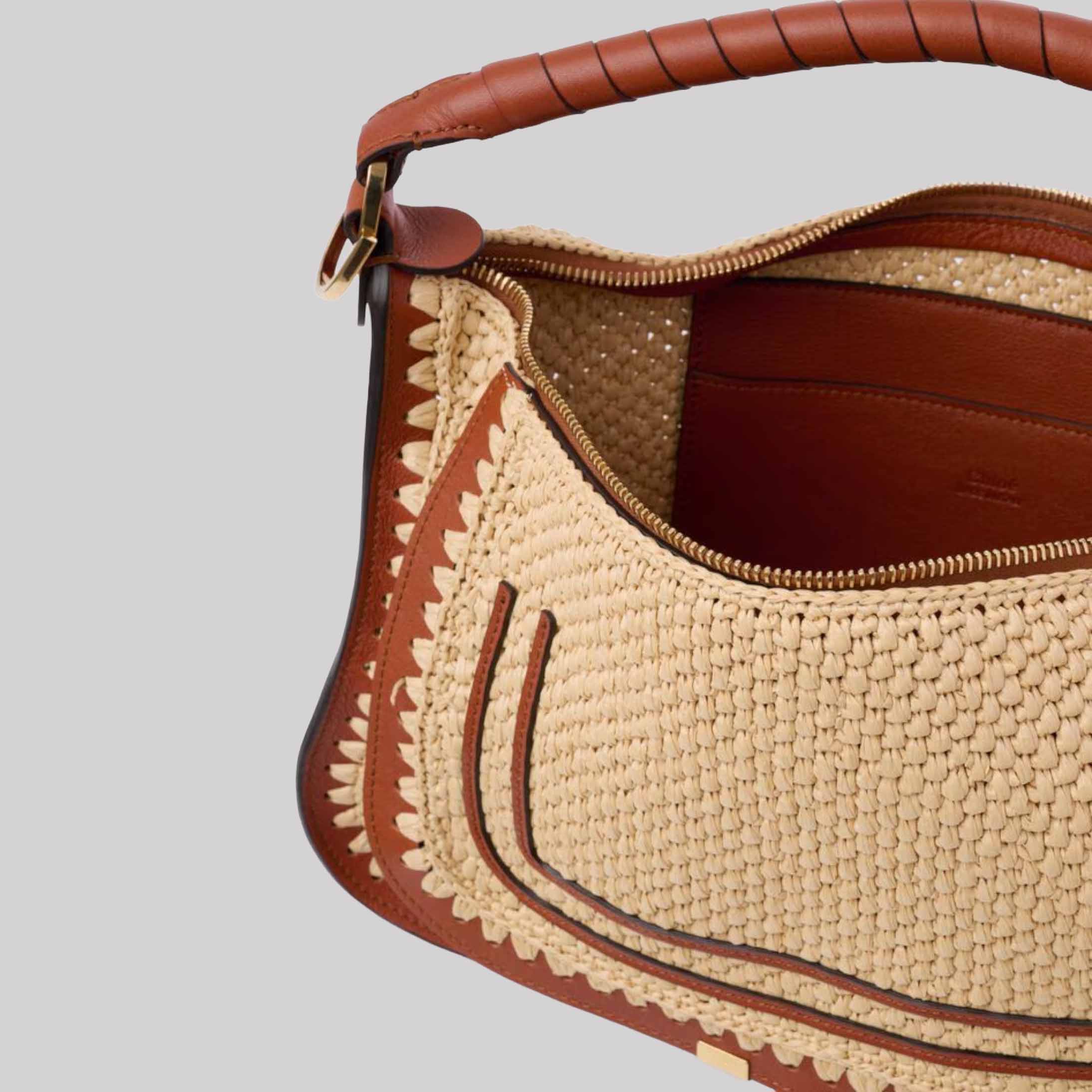 Small Marcie Shoulder Bag In Raffia-Effect