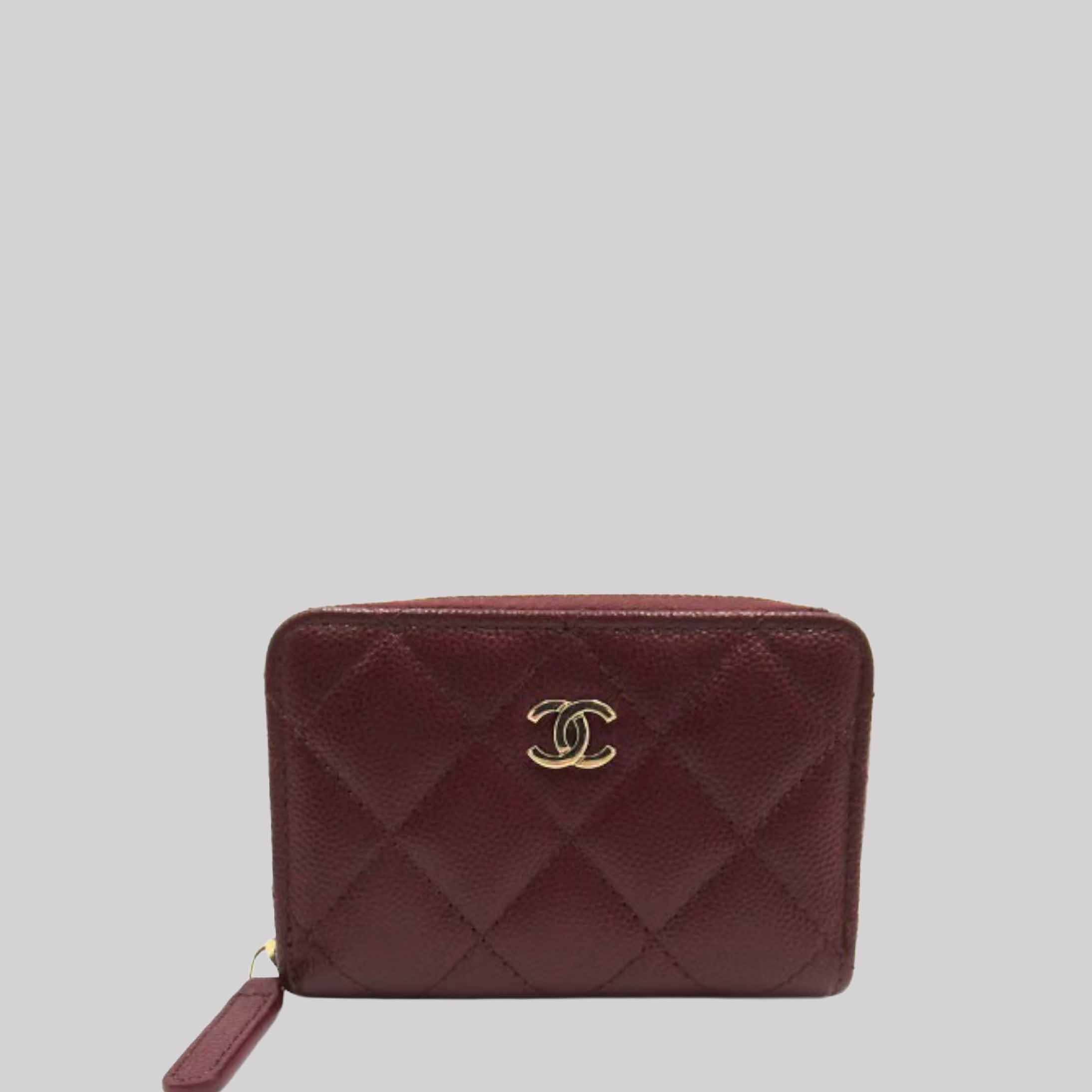 Caviar Quilted Zip Around Coin Purse