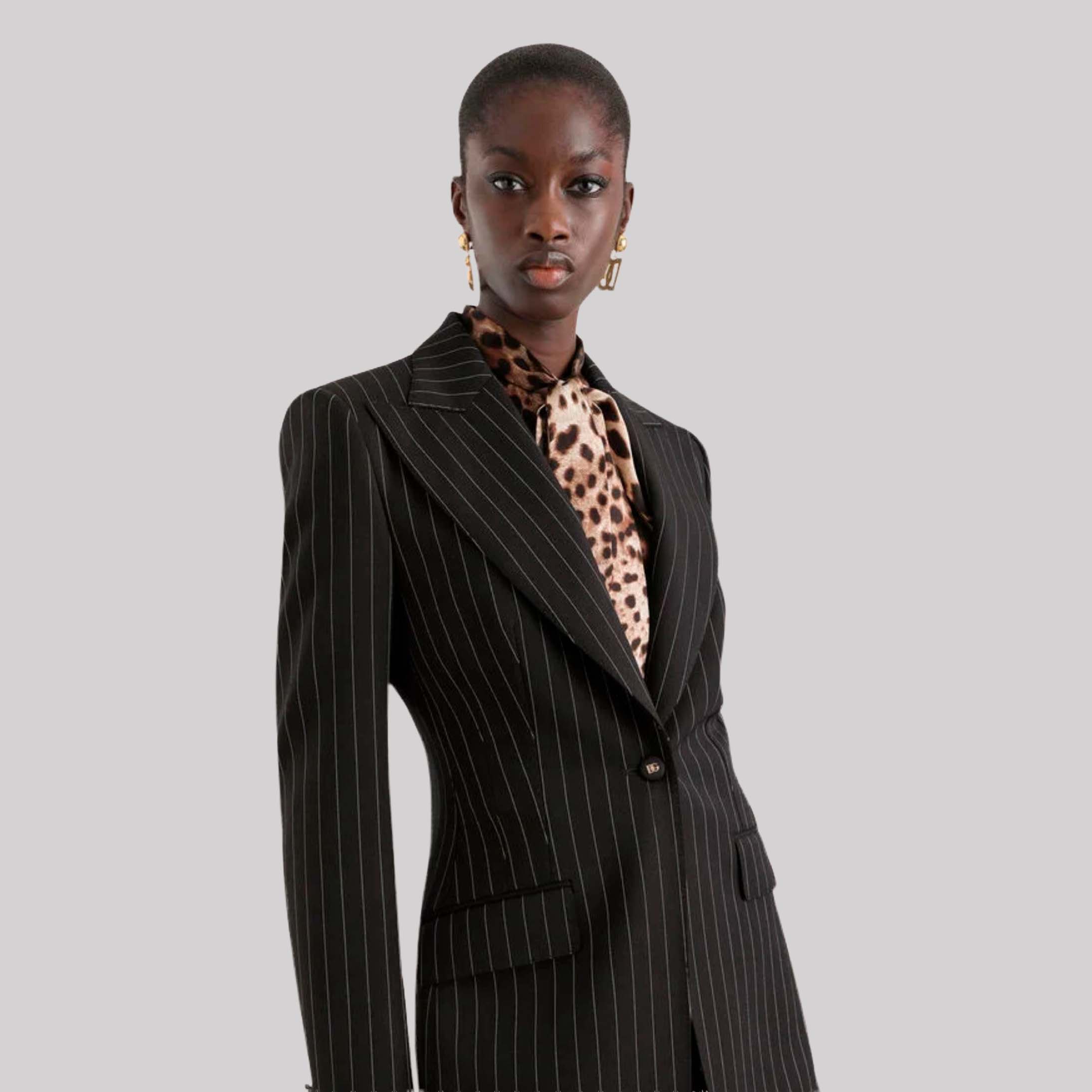 Single-Breasted Pinstripe Wool Jacket