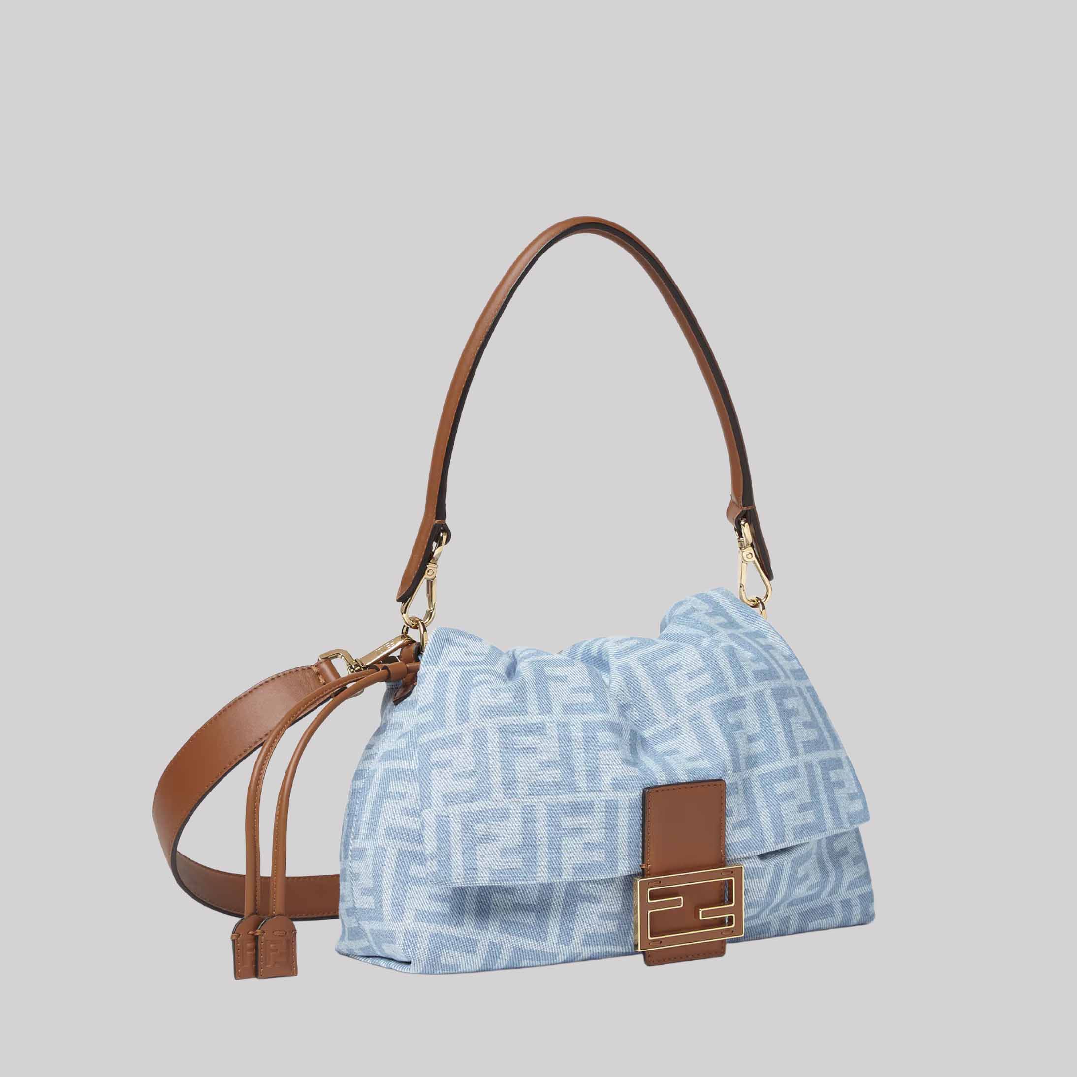 Baguette® Soft Medium Light Blue FF Denim Bag