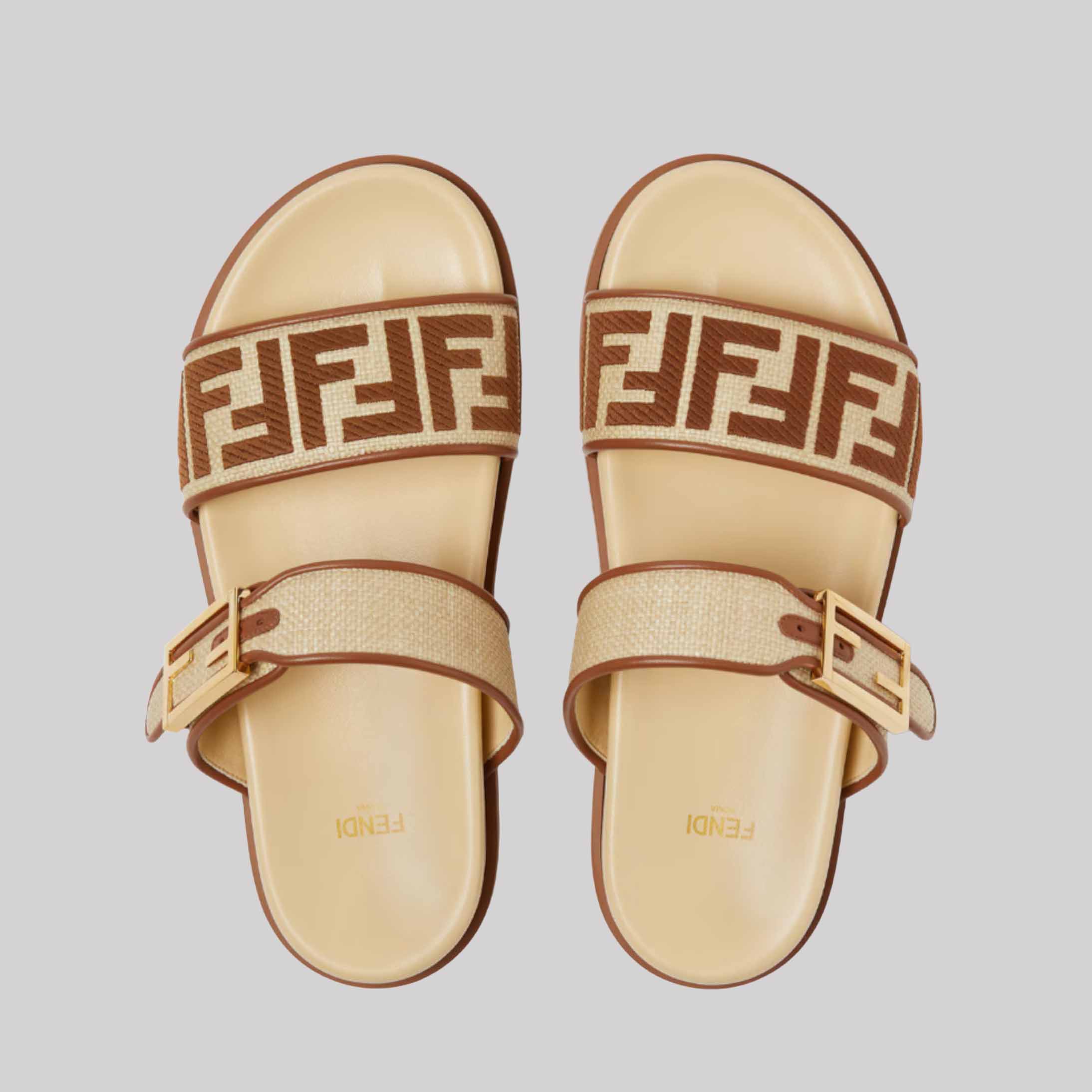 Fendi Feel Beige Raffia-Effect Material