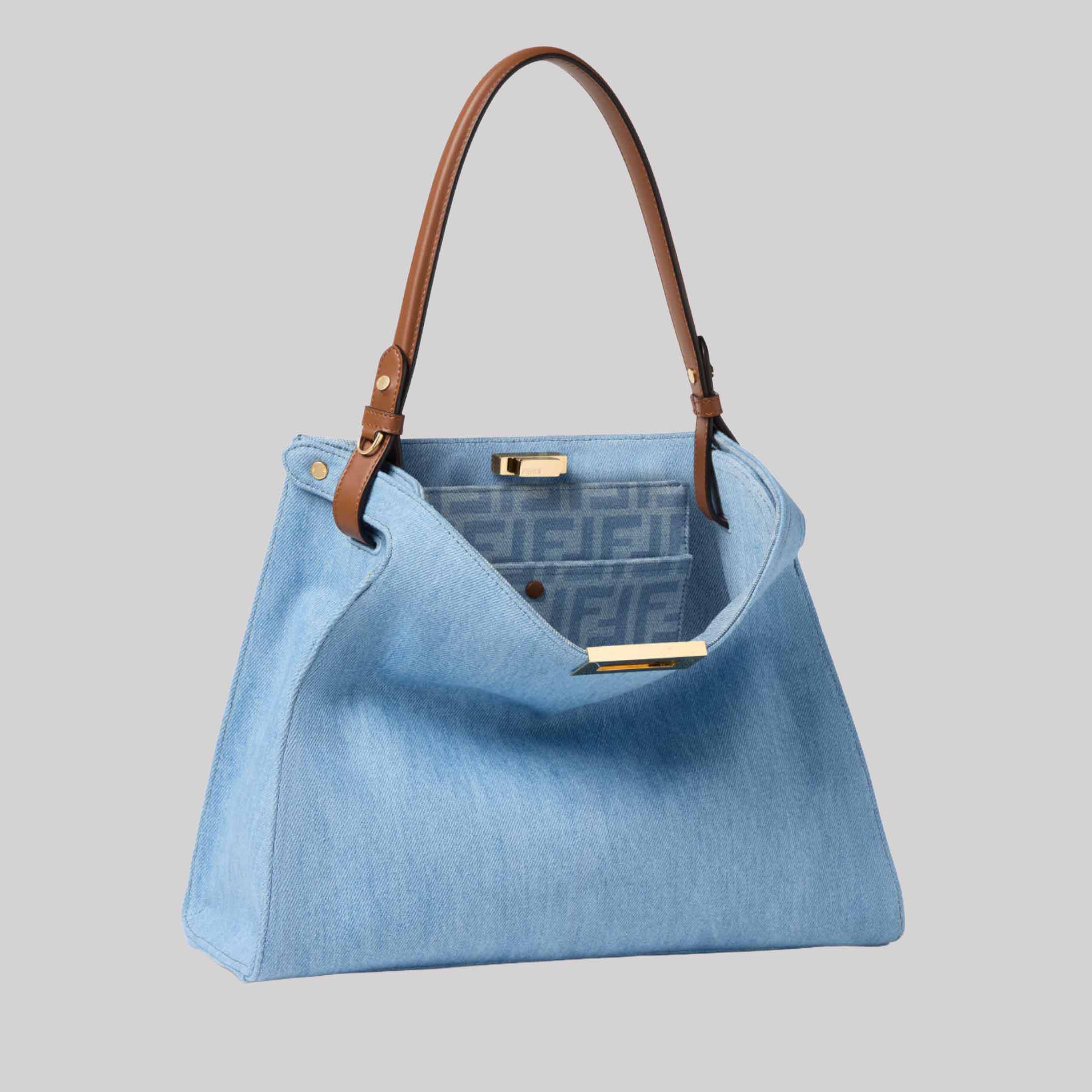 Fendi Way Medium Light Blue Denim Bag