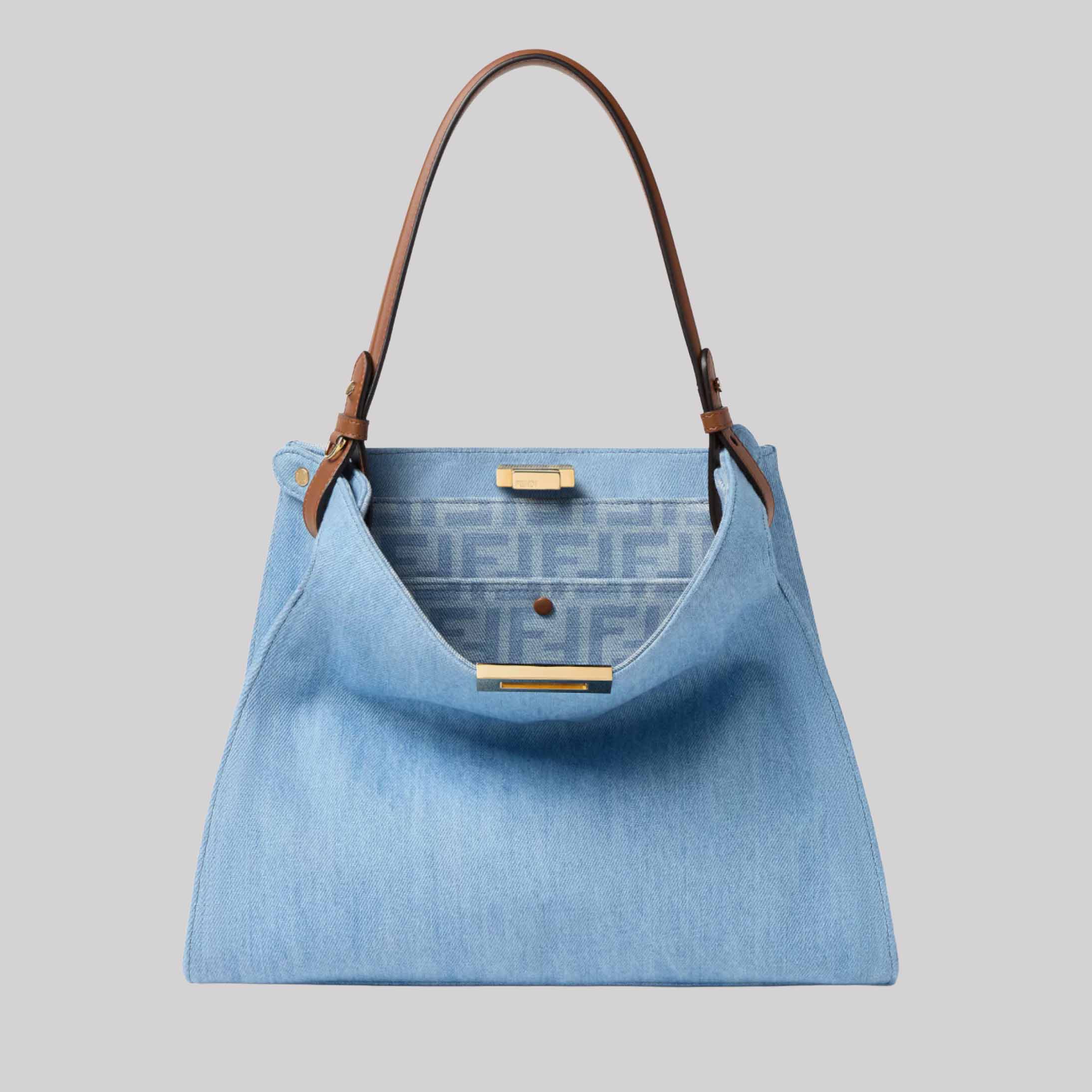Fendi Way Medium Light Blue Denim Bag