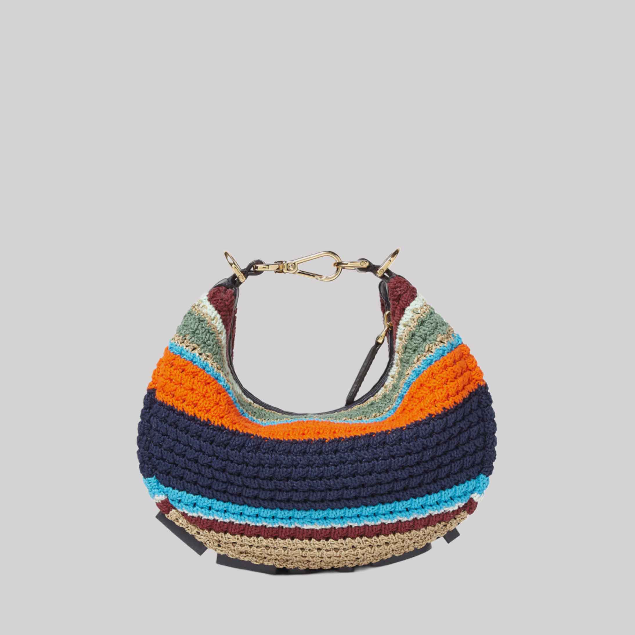 Fendigraphy Mini Of Raffia Effect Material And Multicolored Cotton Crochet