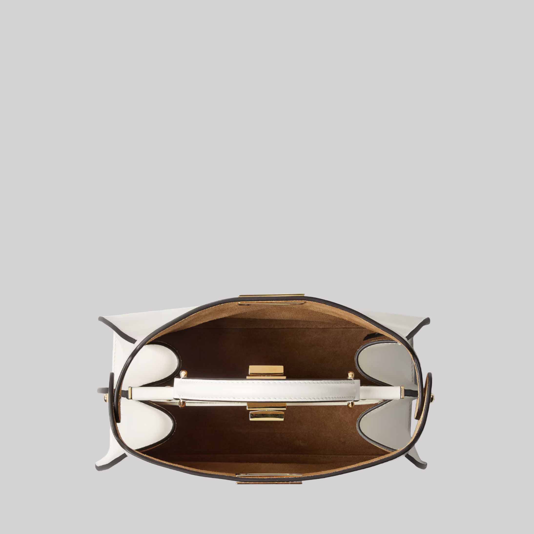 Peekaboo ISeeU Small Ice White Leather Bag With Wave Inlay