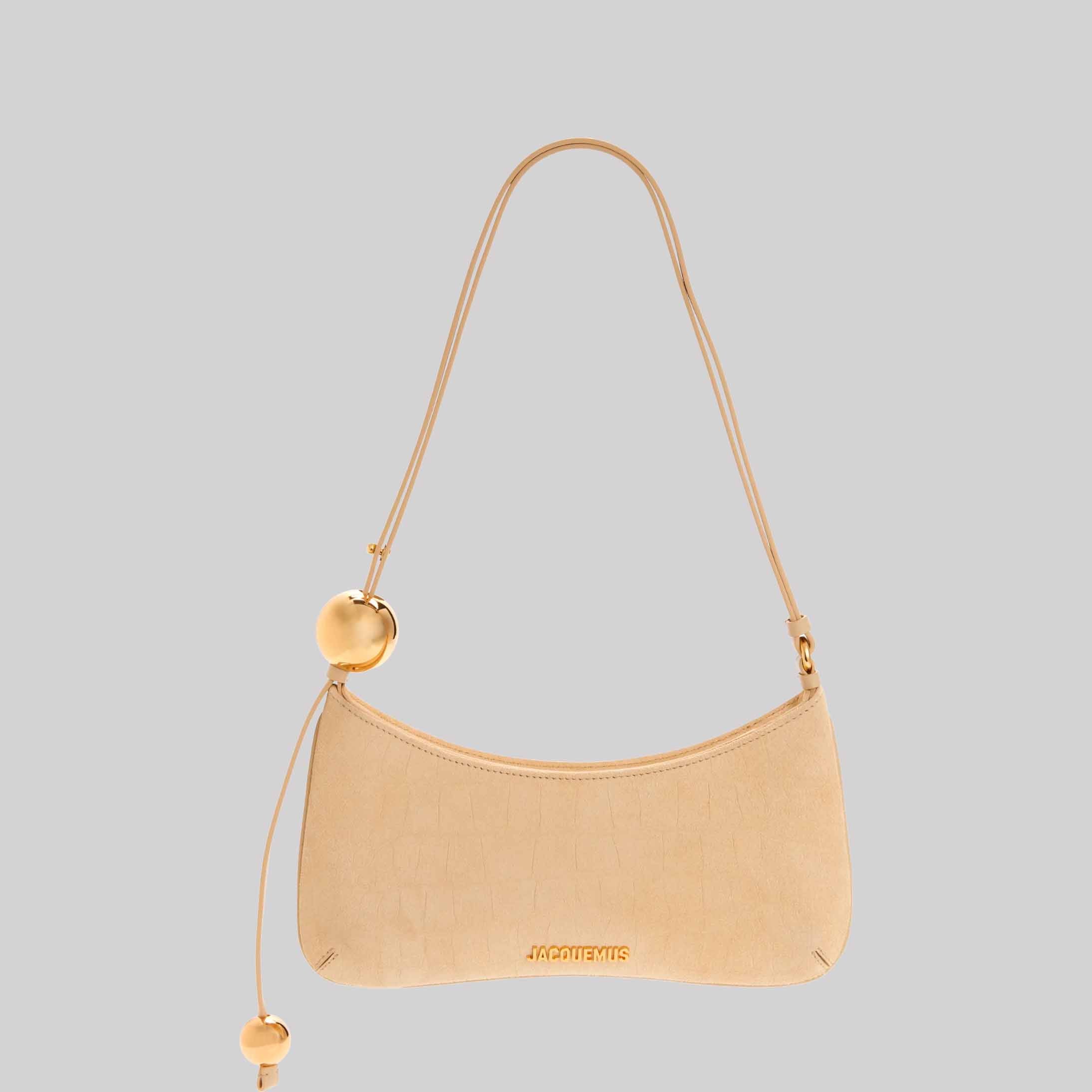 Le Bisou Perle Croc Embossed Suede Shoulder Bag