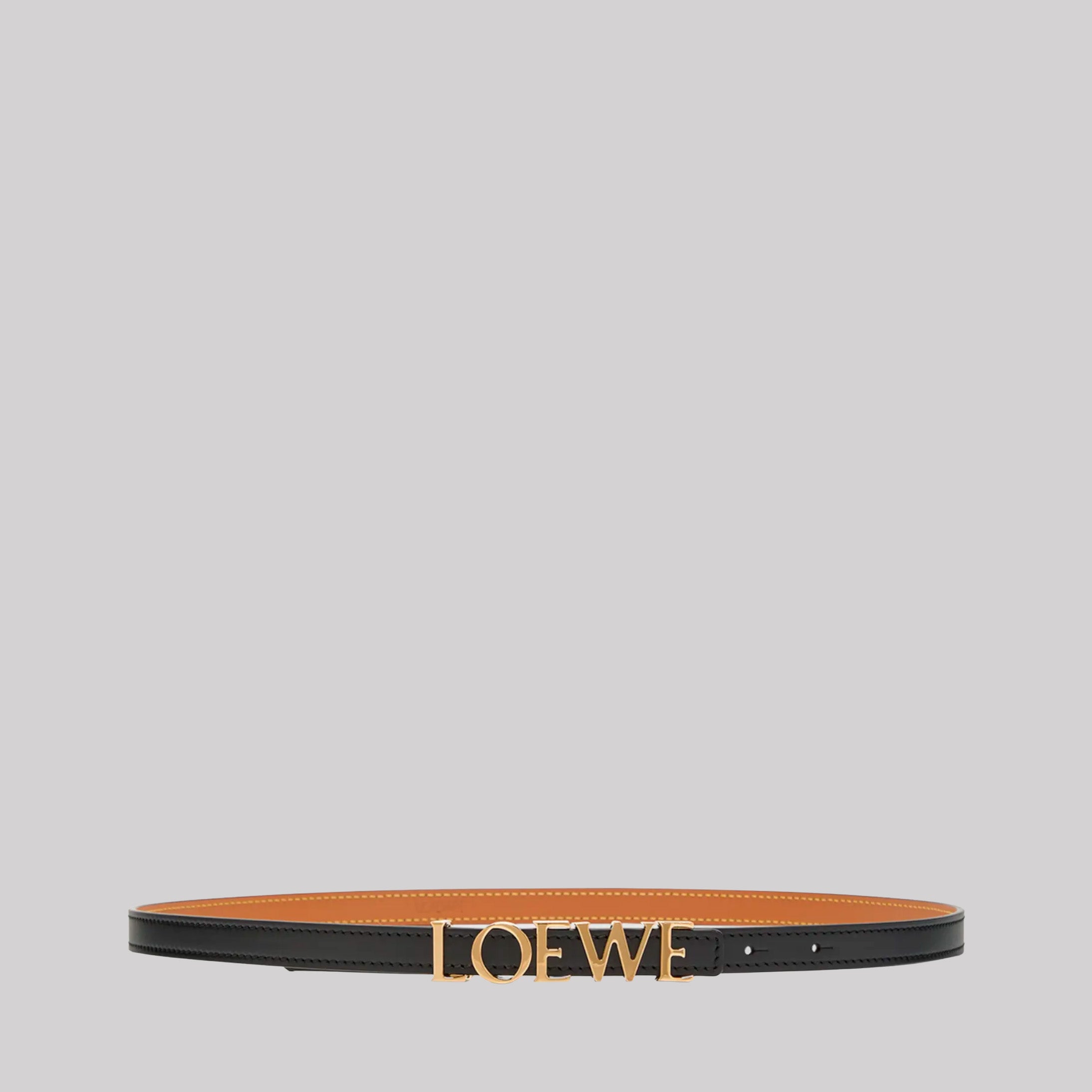 Bold Logo Leather Skinny Belt
