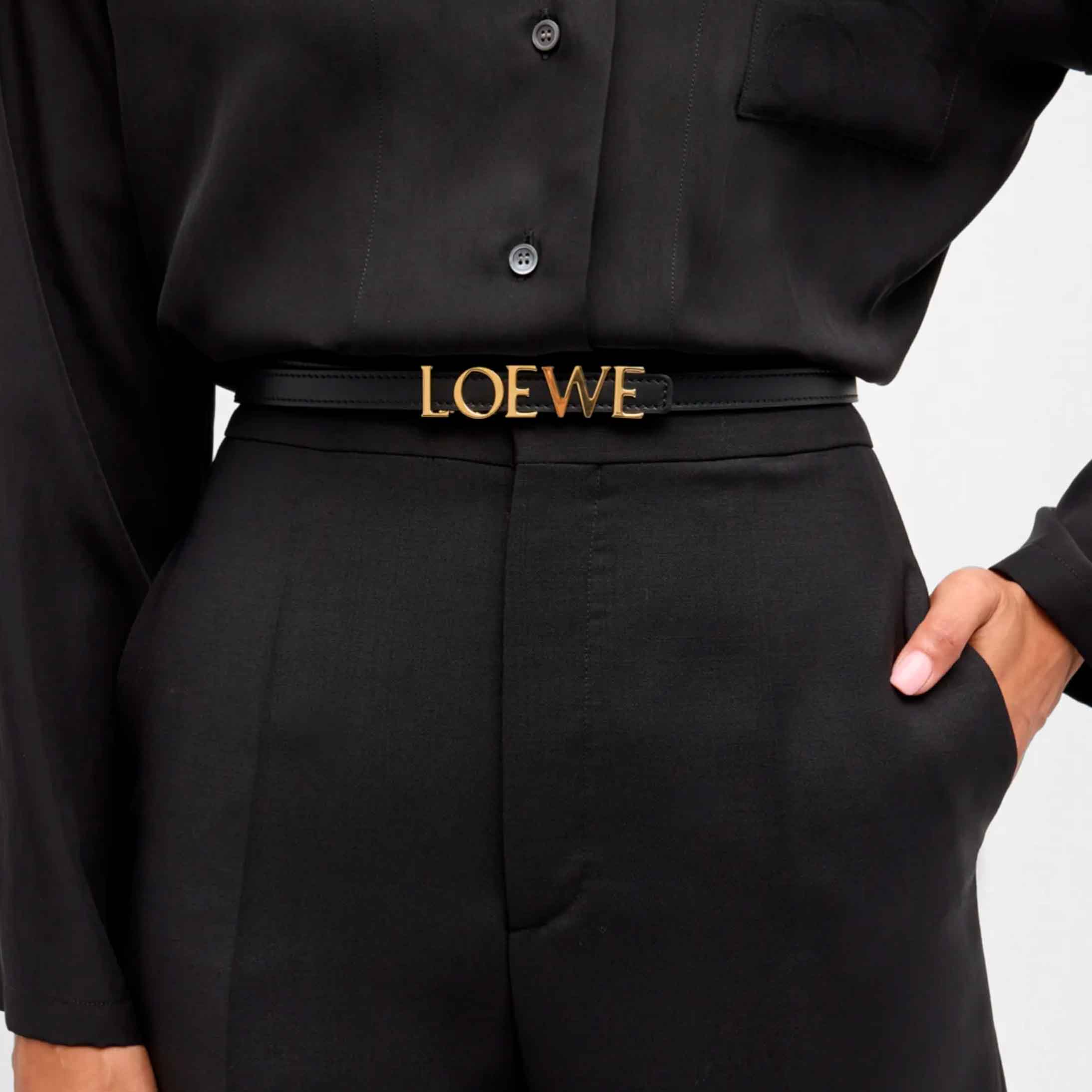 Bold Logo Leather Skinny Belt