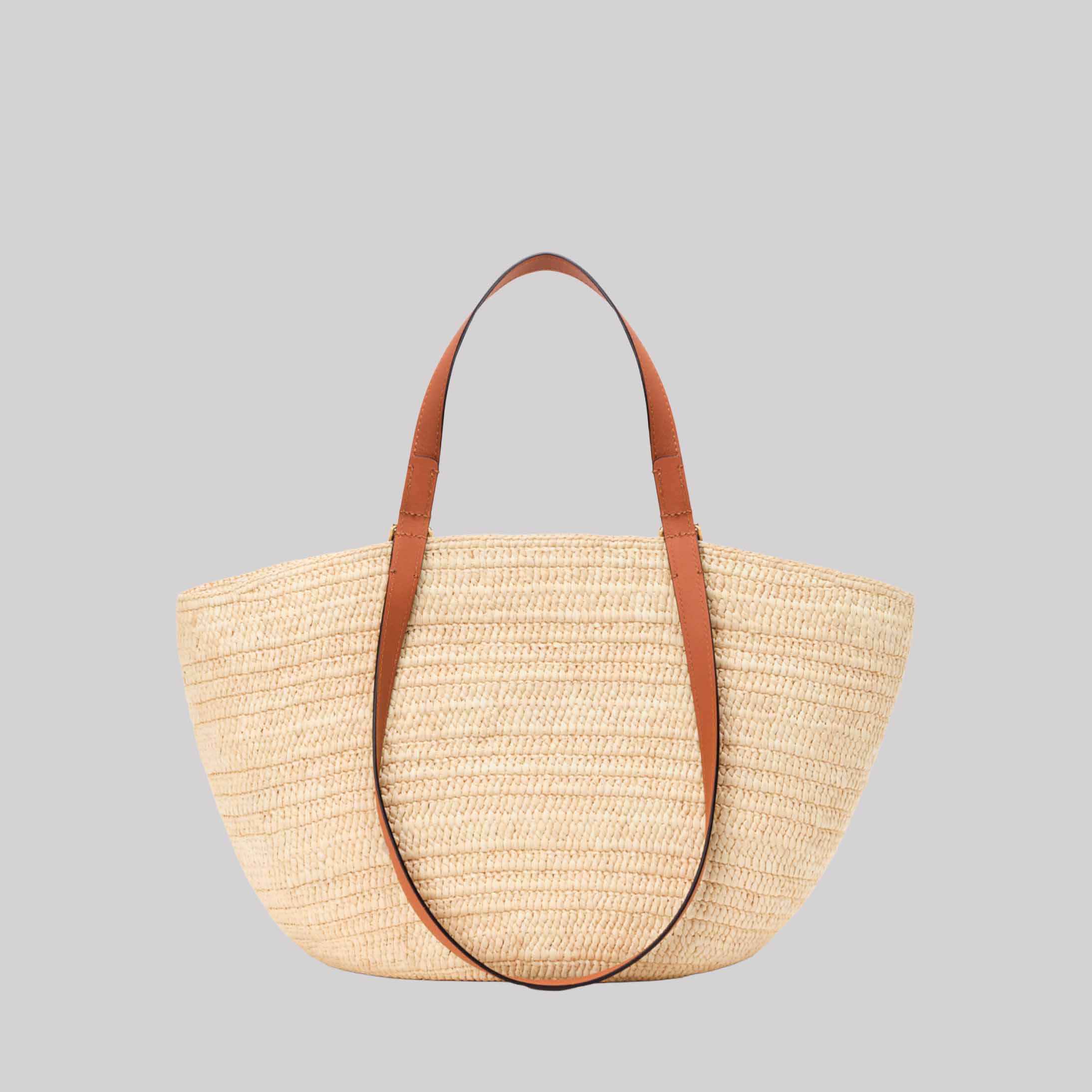 Medium Eclipse Basket In Raffia And Calfskin