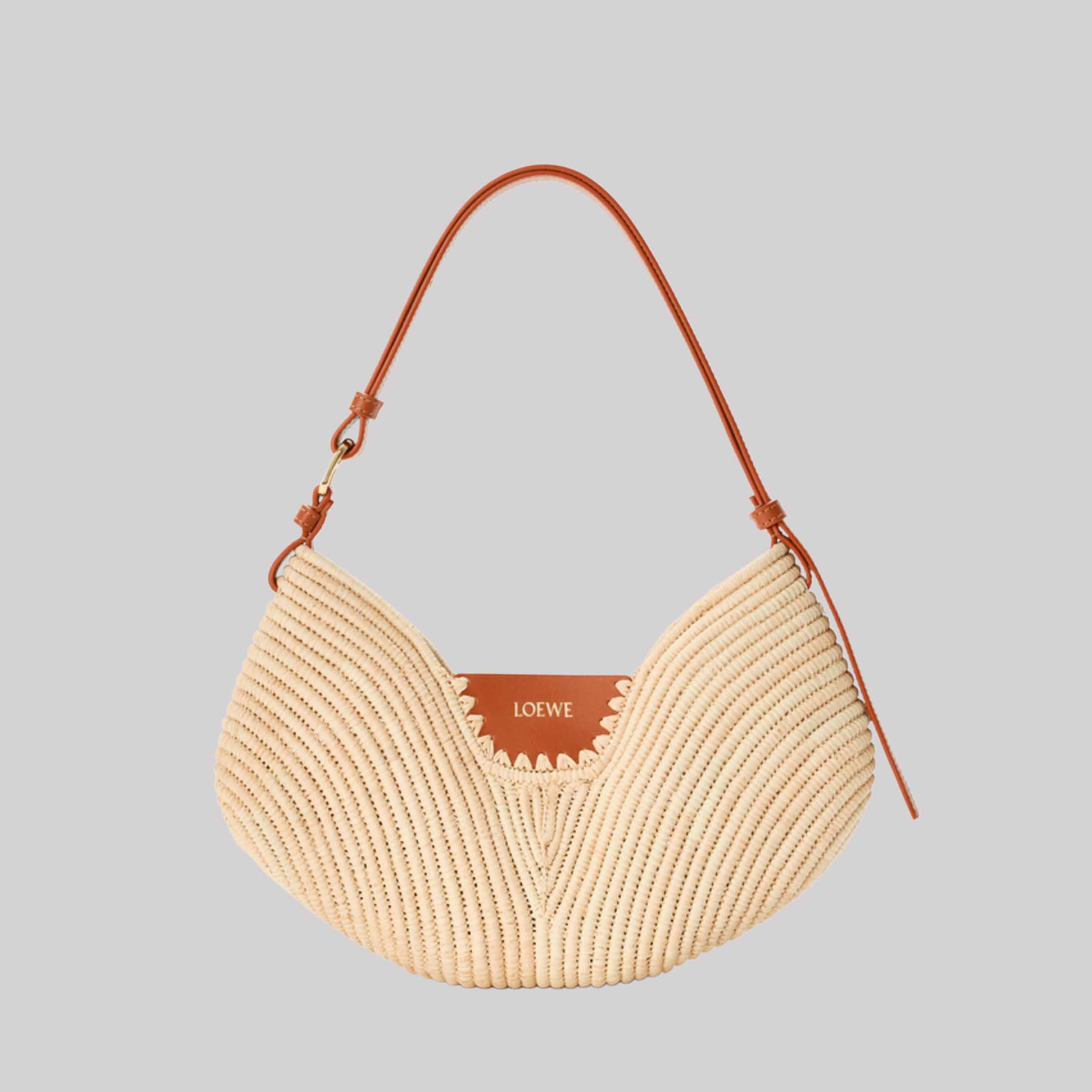 Medium Loewe Swing Bag In Raffia And Calfskin