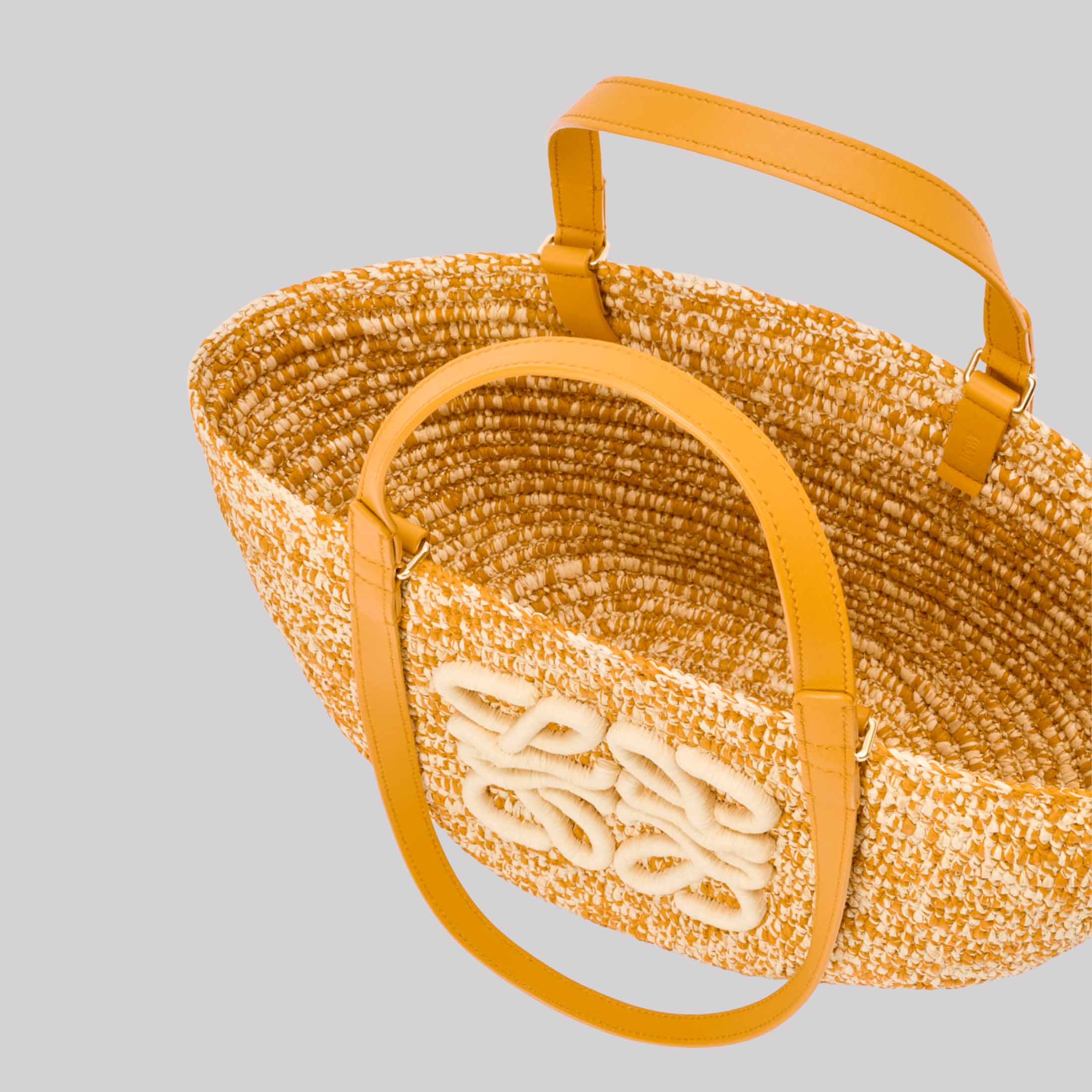 Medium Eclipse Basket In Raffia And Calfskin