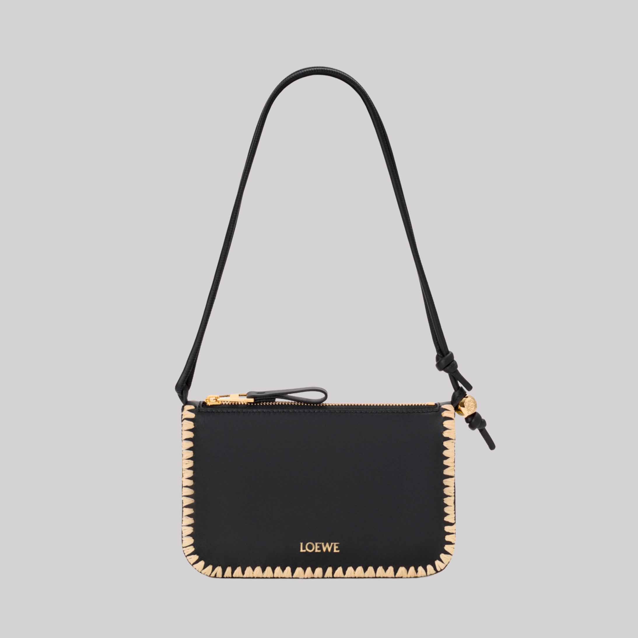 Rio Pouch In Classic Calfskin And Raffia