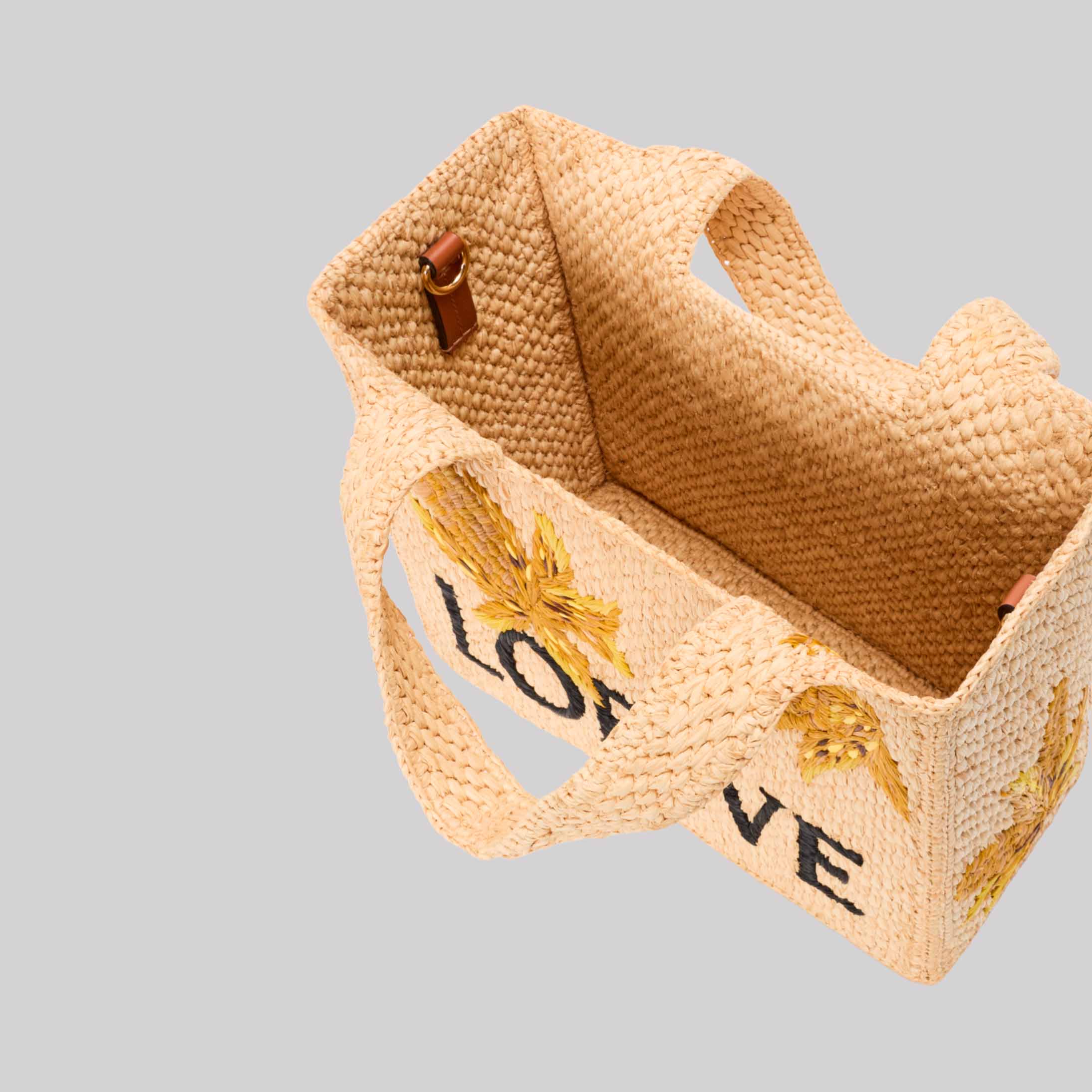 Small Loewe Font Tote In Raffia