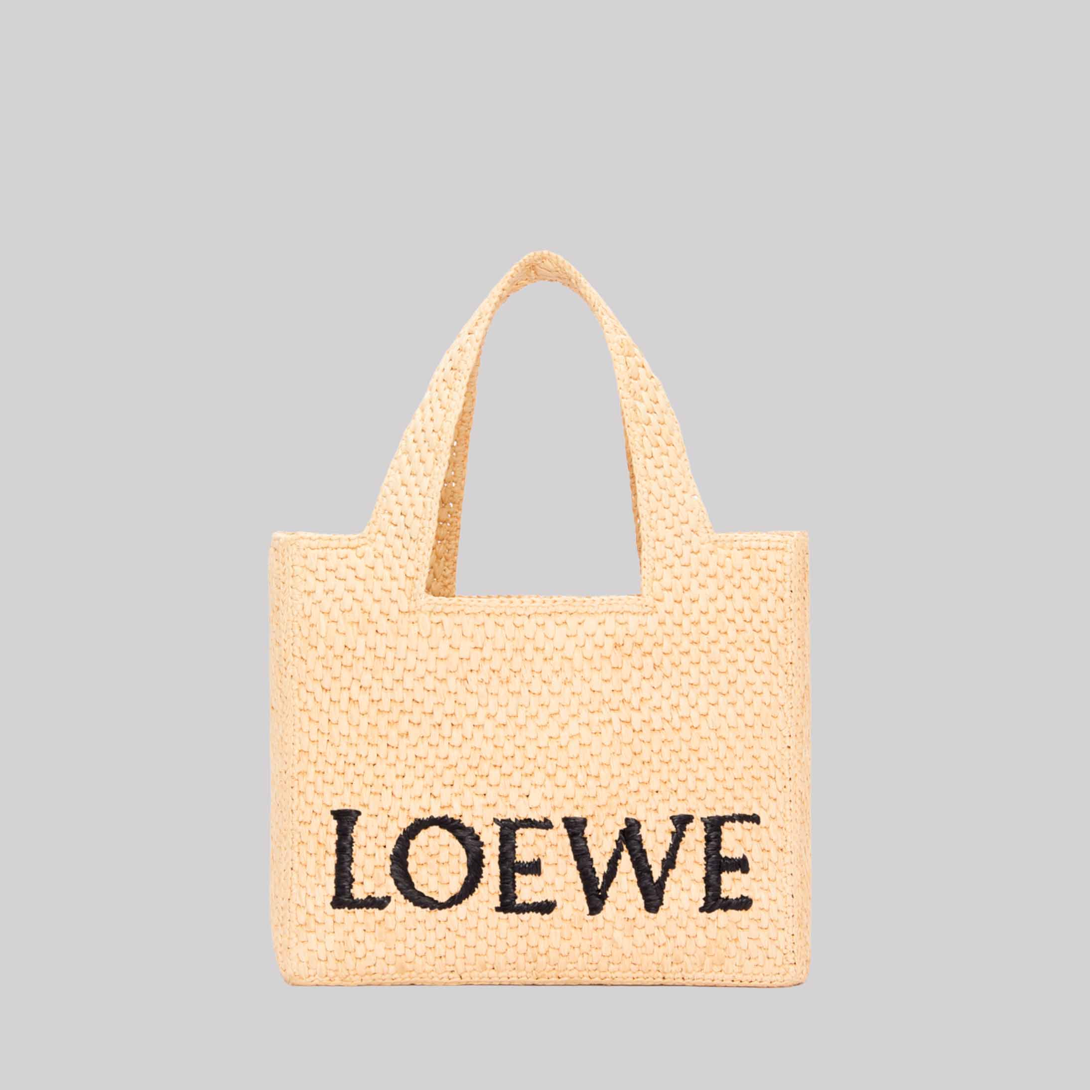 Small LOEWE Font tote in raffia