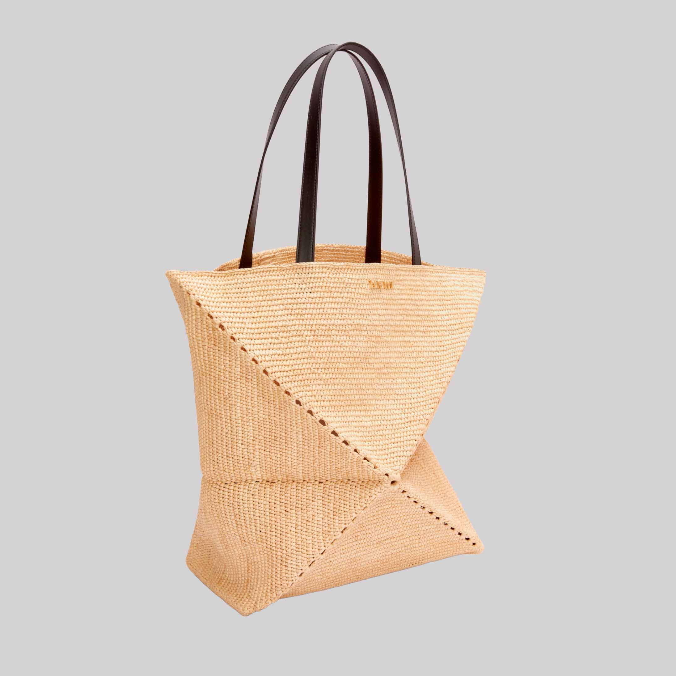 XL Puzzle Fold Tote In Raffia