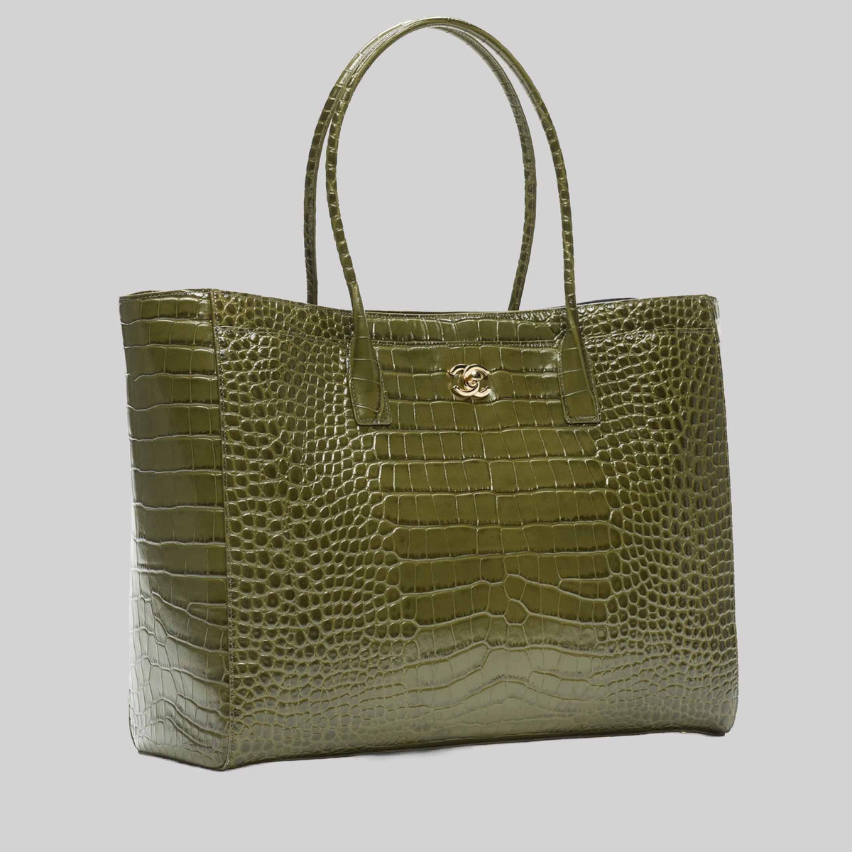 Large Tote Crocodile Embossed Calfskin