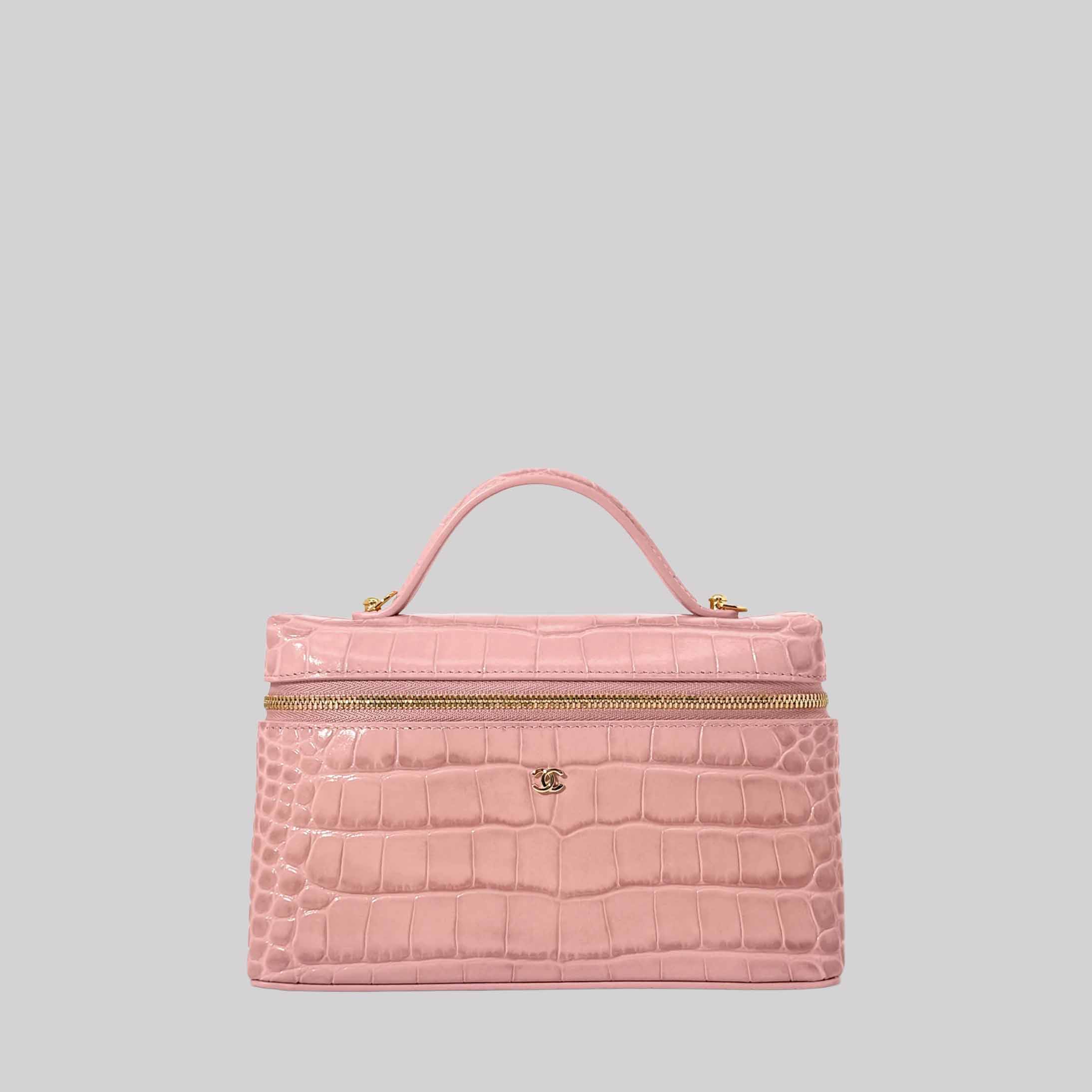 Long Vanity with Chain Crocodile Embossed Calfskin