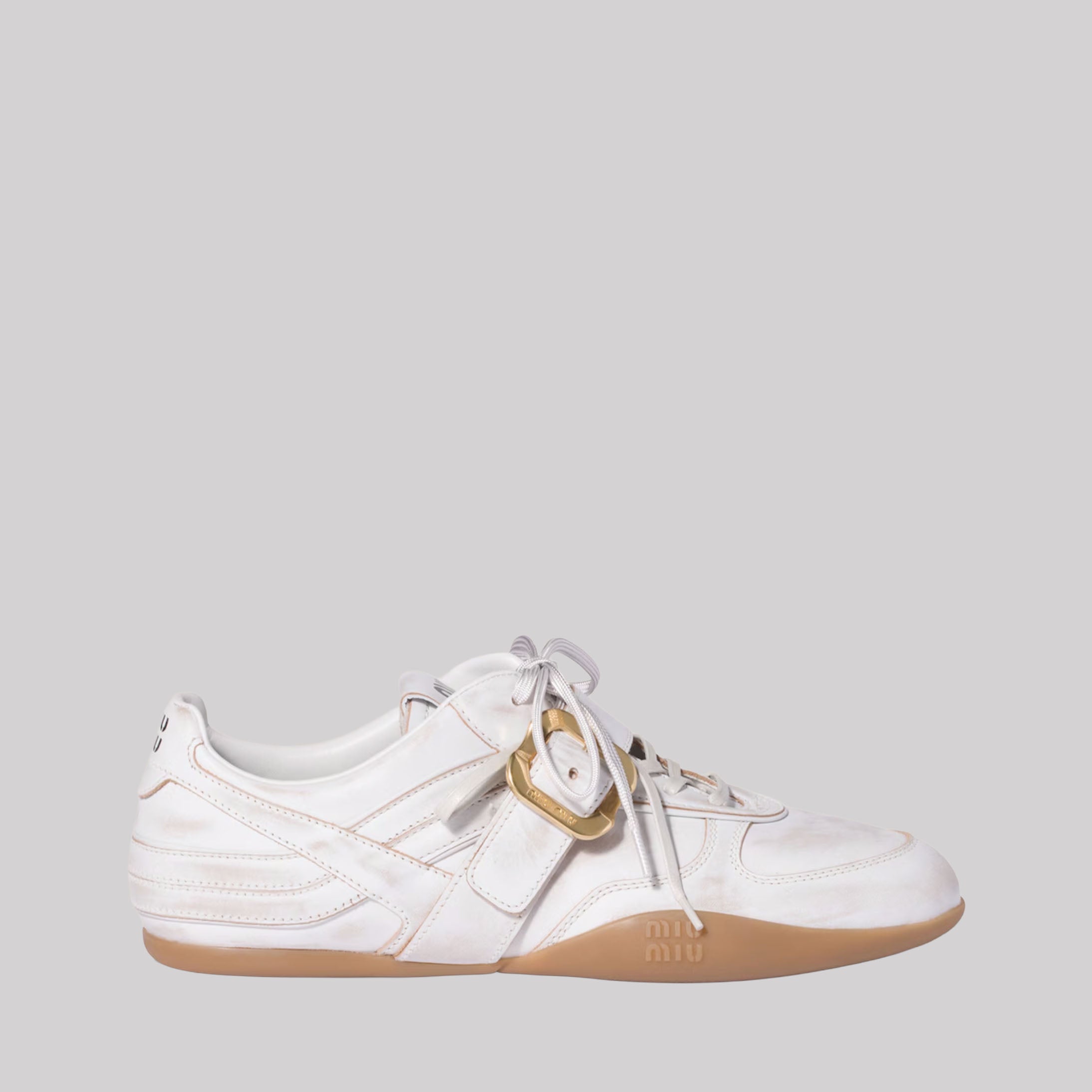 Gymnasium Leather Sneakers With Strap And Buckle