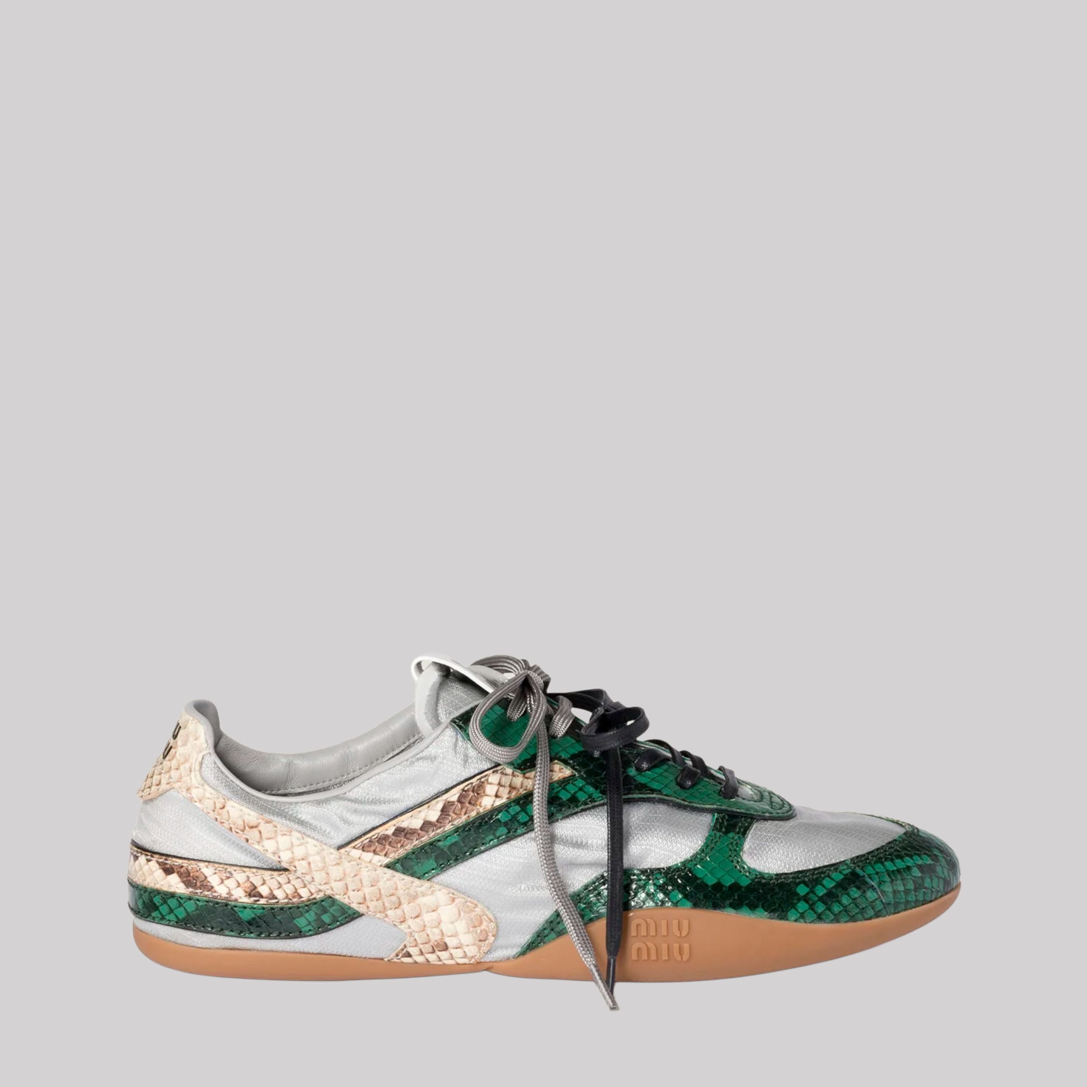 Gymnasium Technical Fabric And Python-Print Ayers Leather Sneakers