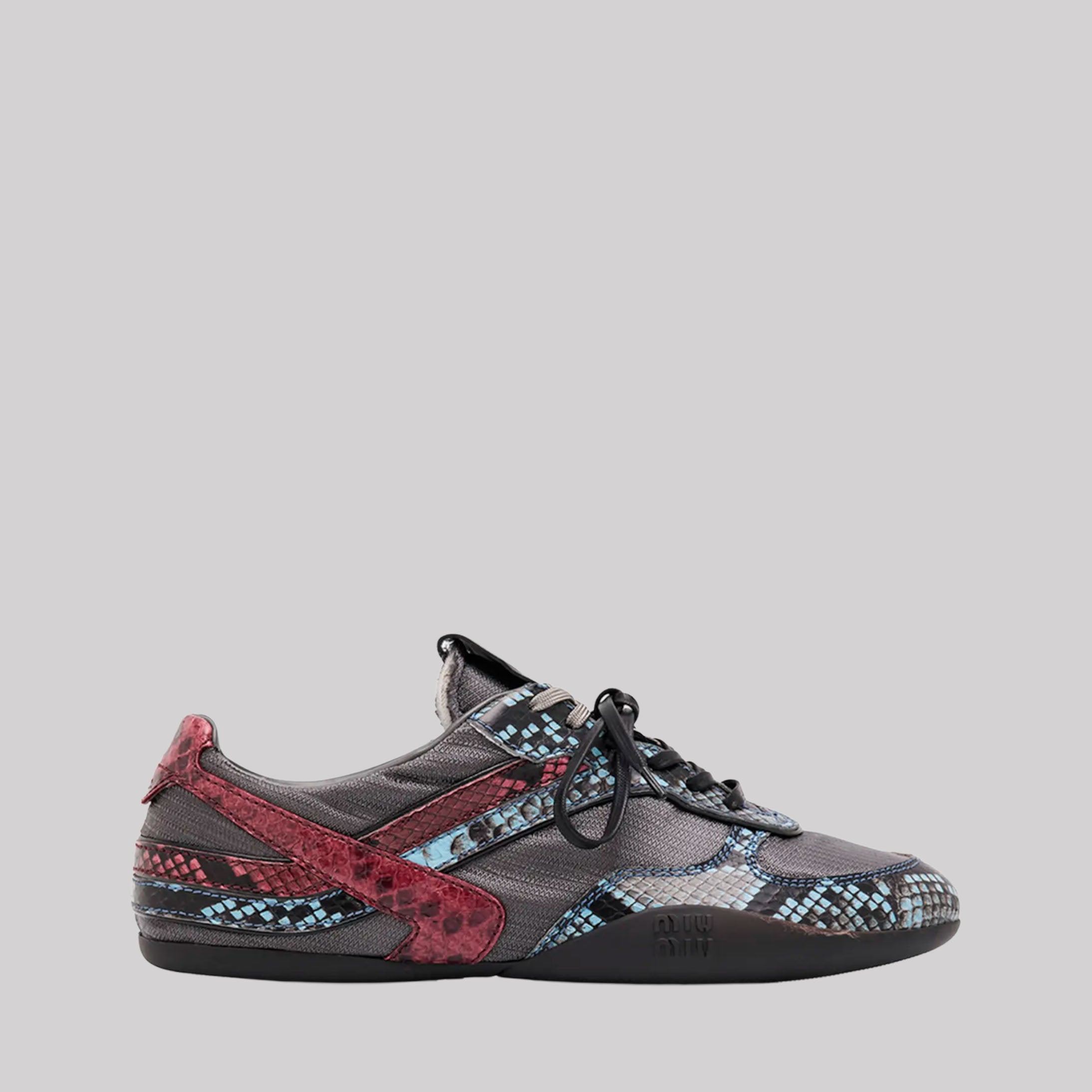 Gymnasium Technical Fabric And Python-Print Ayers Leather Sneakers