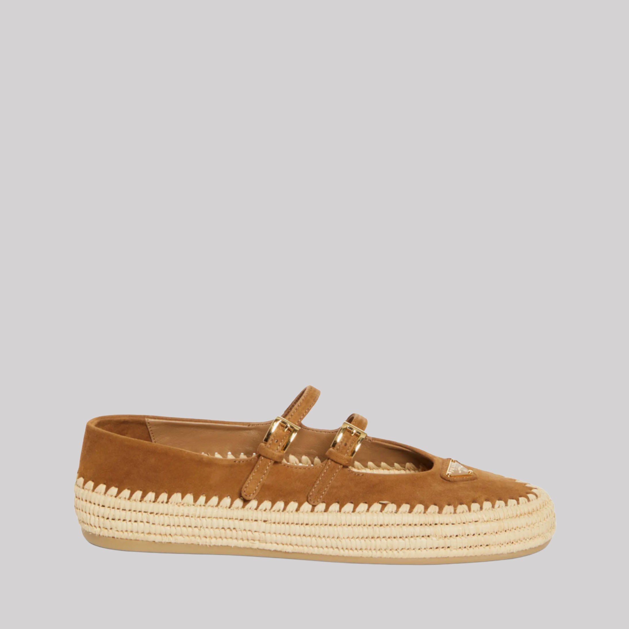 Raffia Double Strap Mary Jane Flat