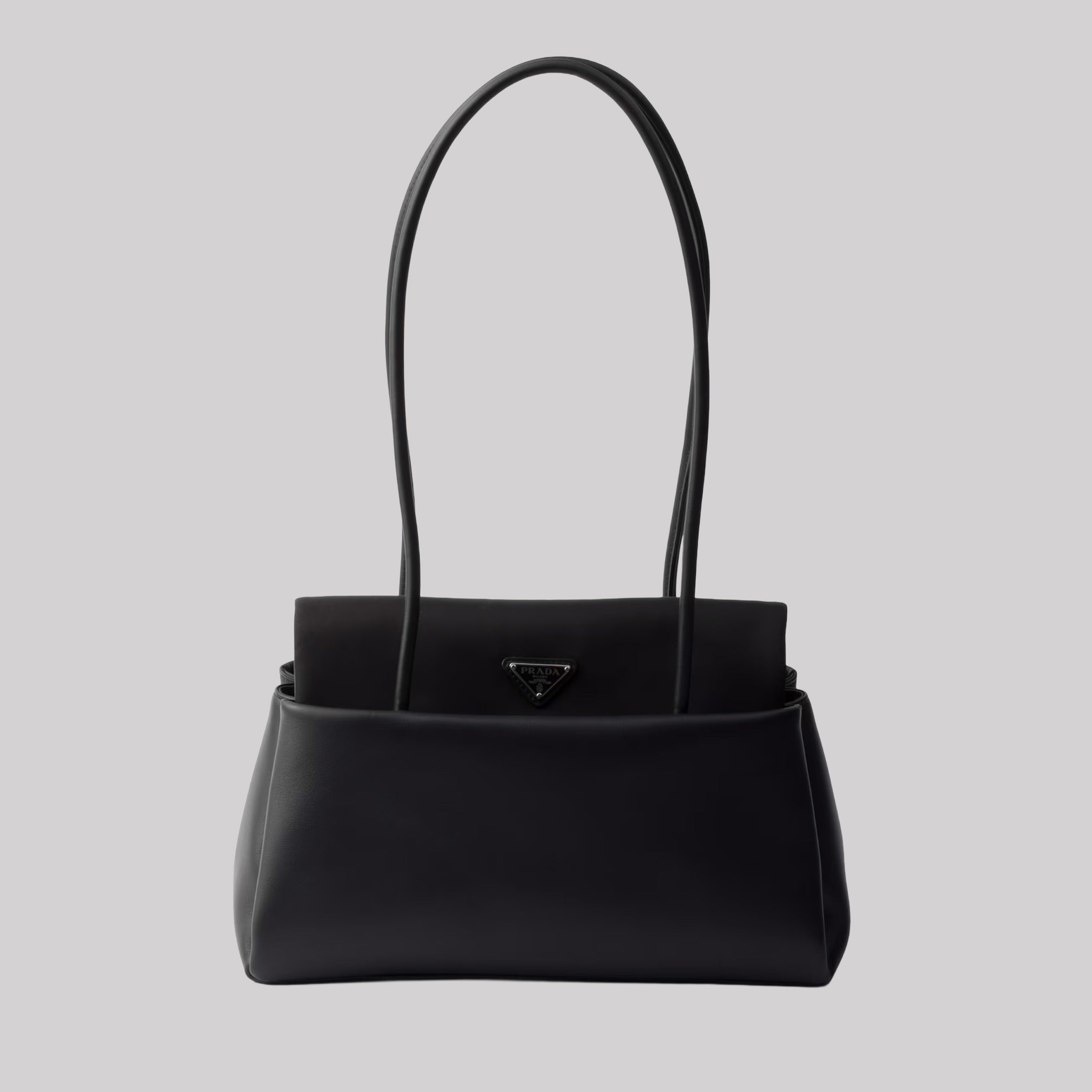 Prada Passage Medium Leather Bag With Re-Nylon Flap