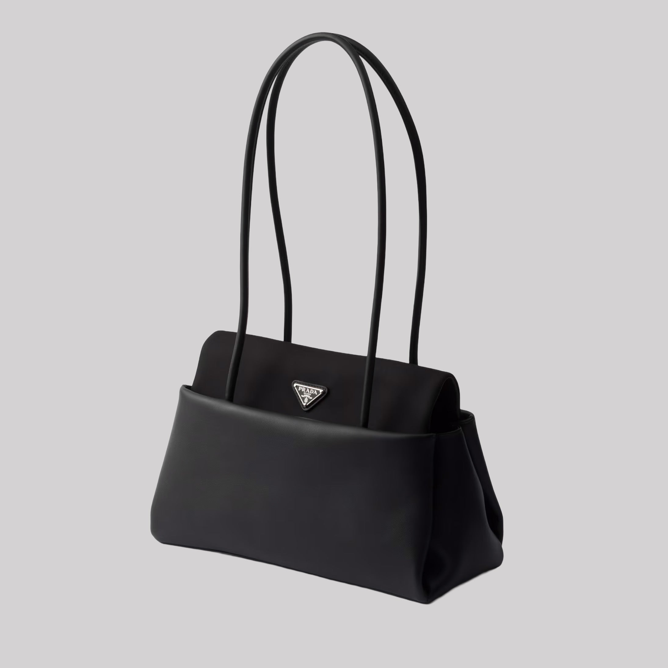 Prada Passage Medium Leather Bag With Re-Nylon Flap