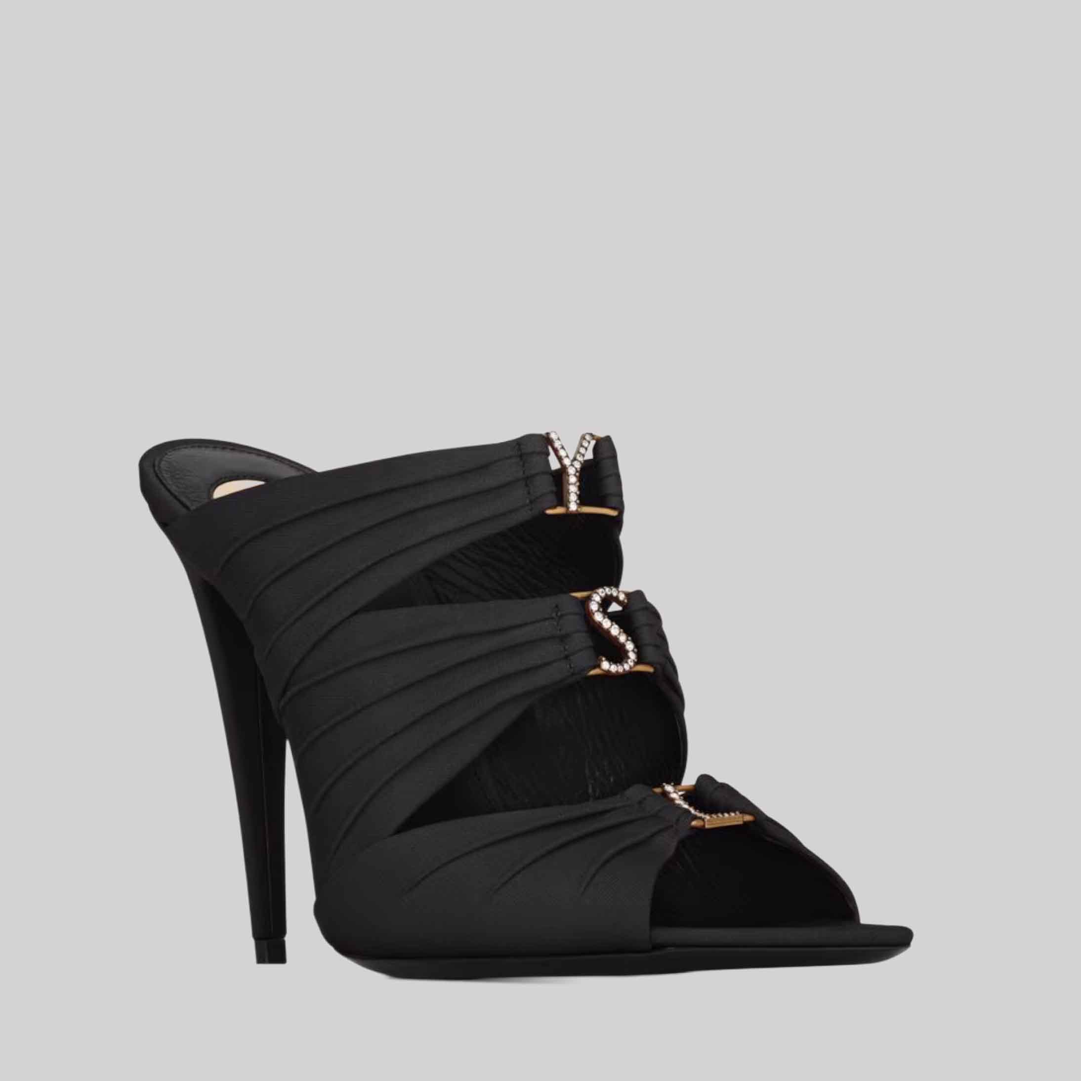 Emilie Mules In Satin Crepe