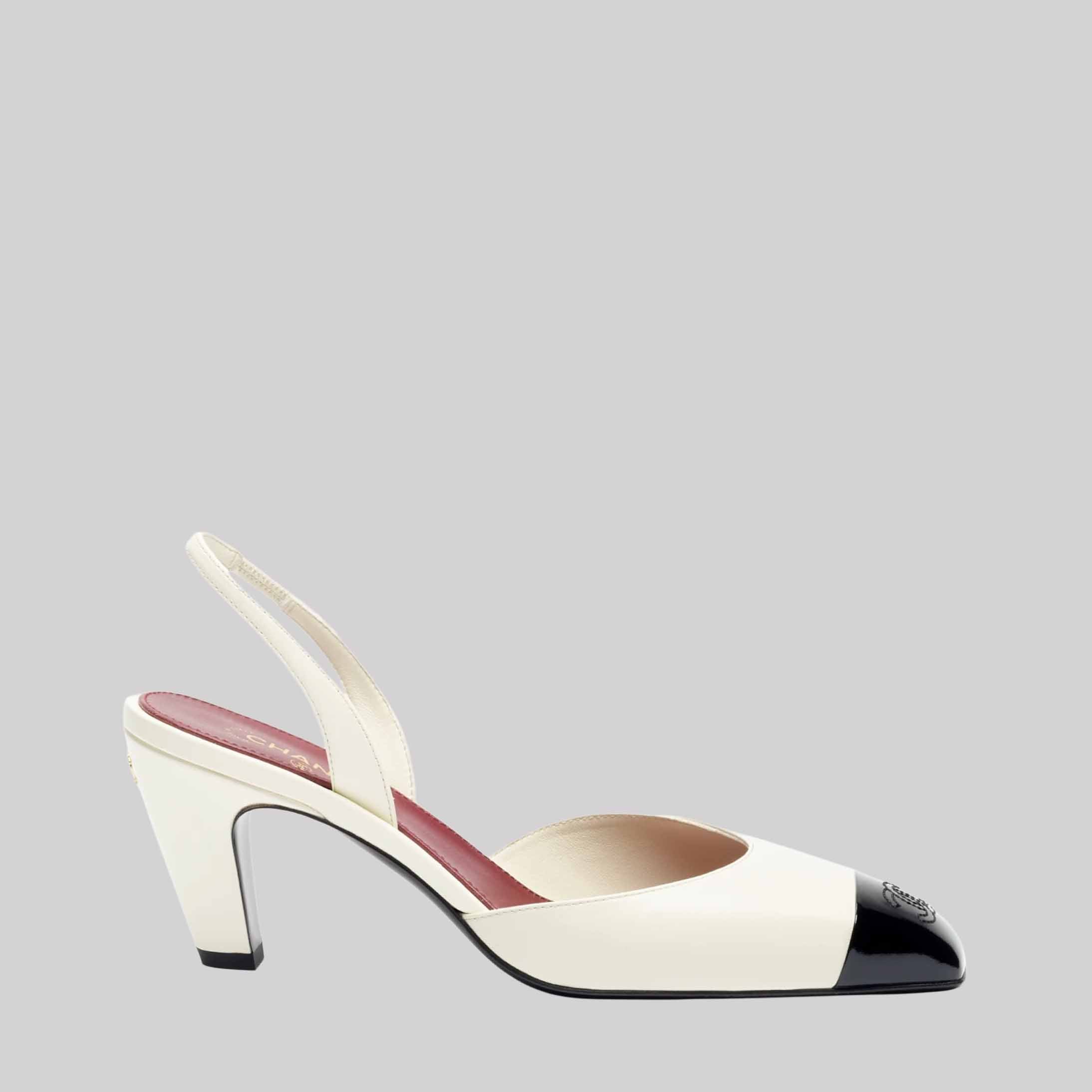 Slingback Lambskin And Veal Skin With Patent Leather