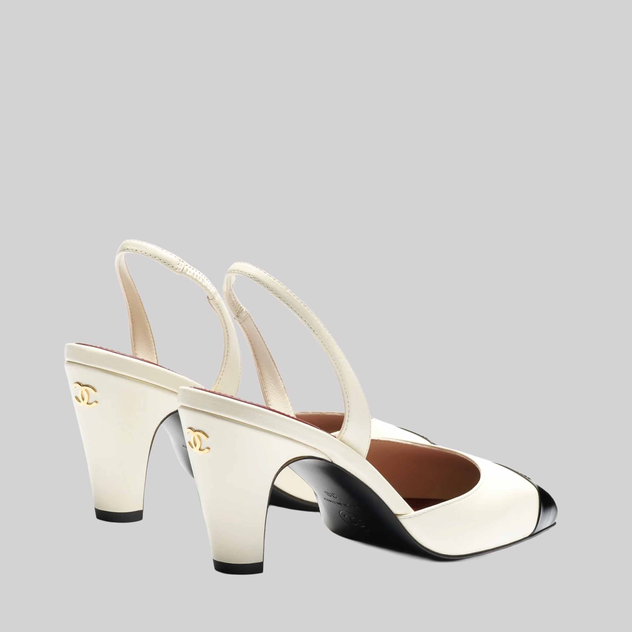 Slingback Lambskin And Veal Skin With Patent Leather