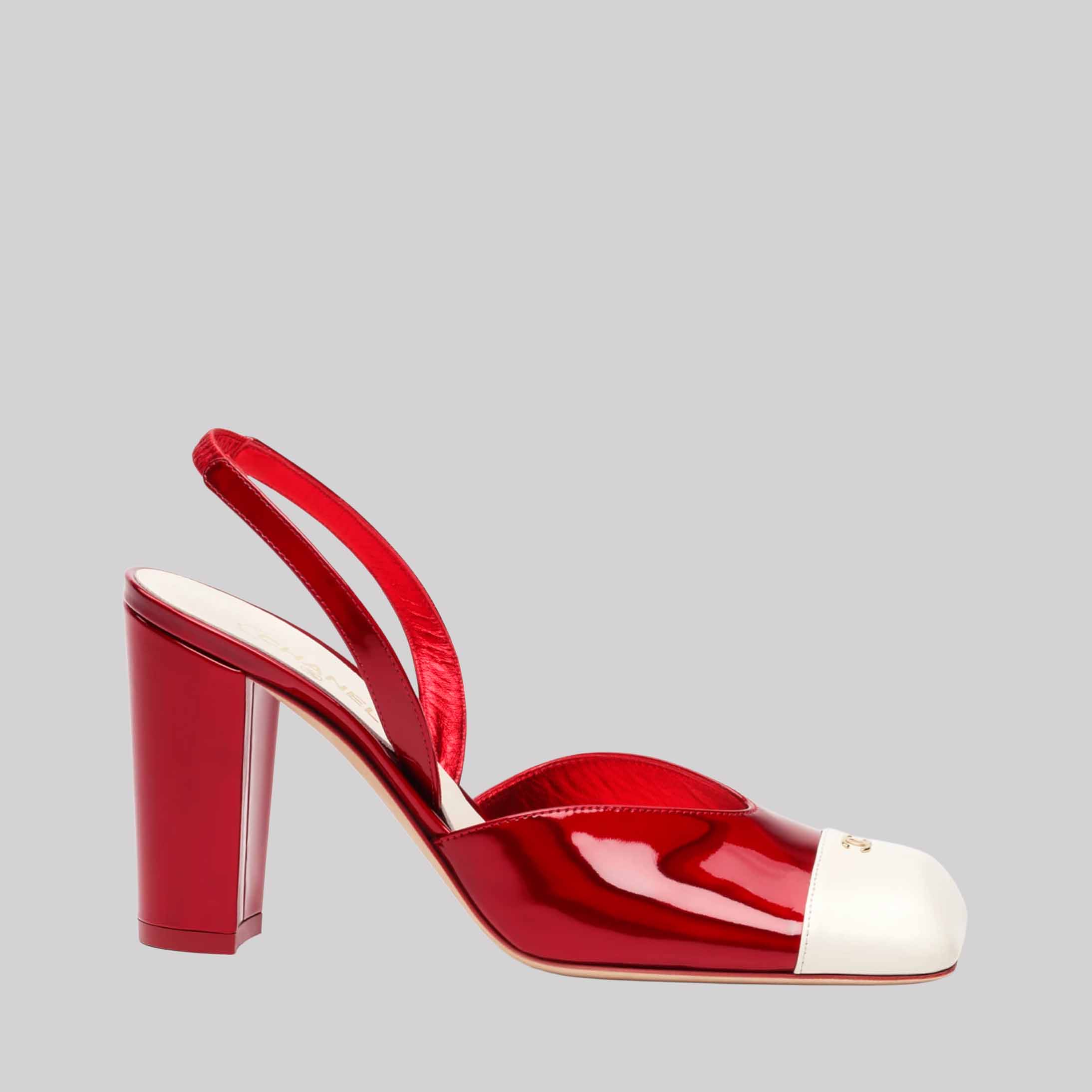 Slingbacks Heels Square Leather Toe