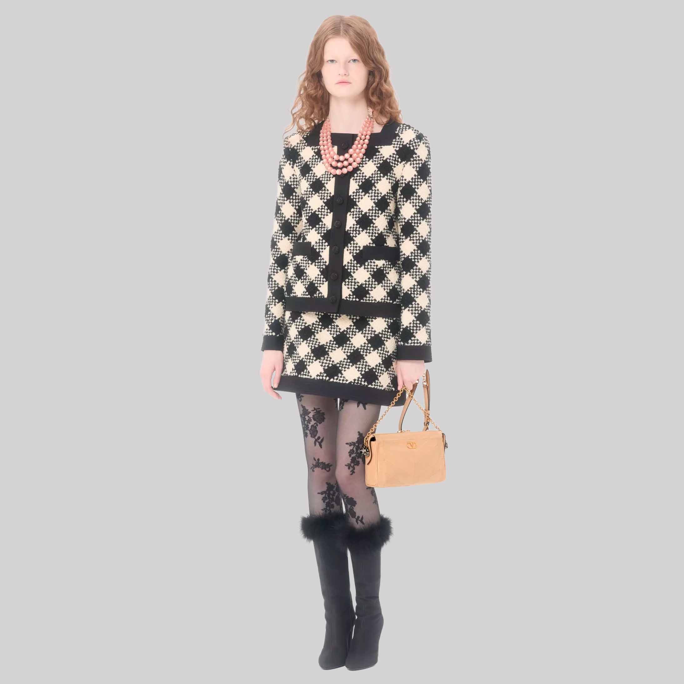 Panthea Small Shoulder Bag In Nappa Leather With A Chevron Pattern
