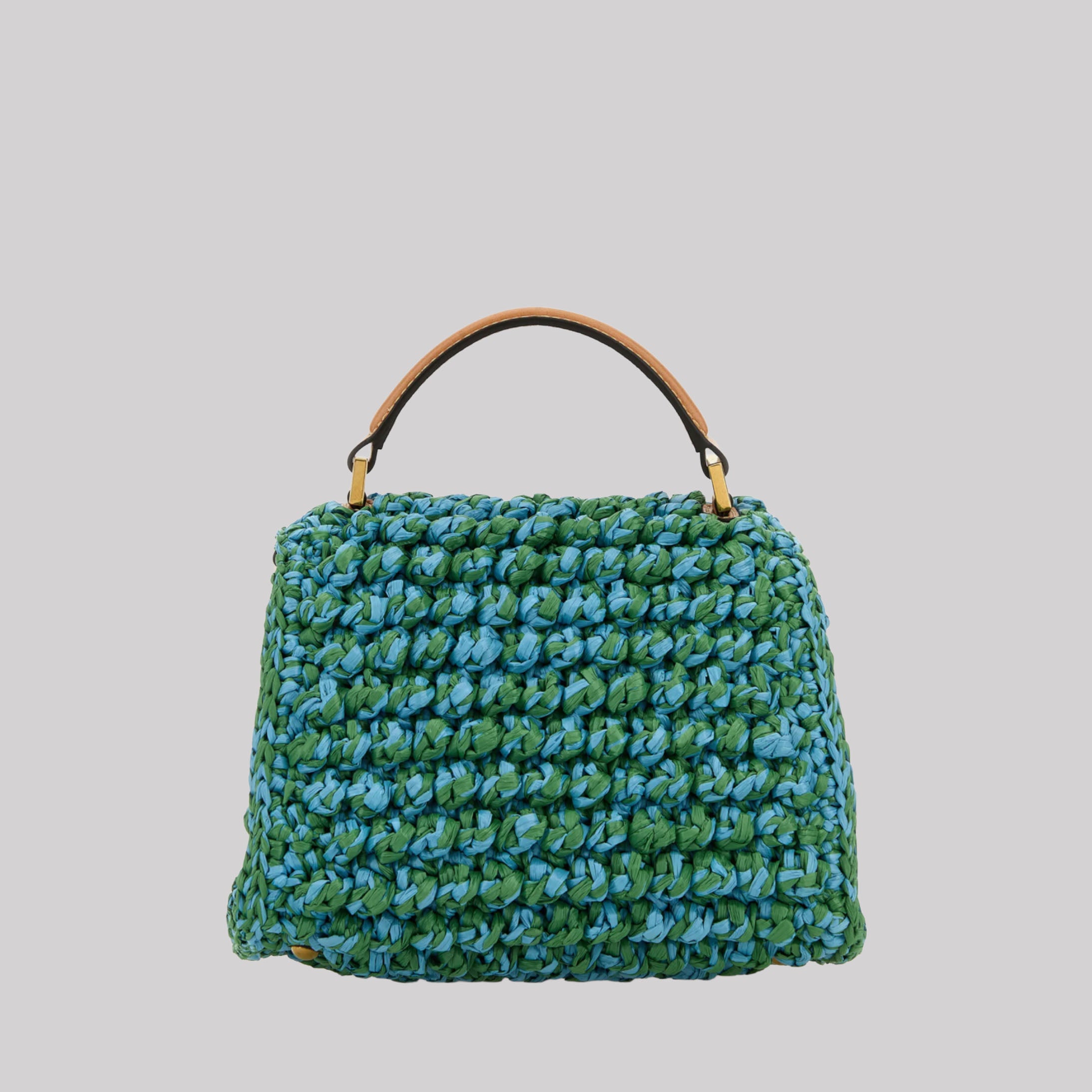 Two-Tone Raffia Vsling Handbag
