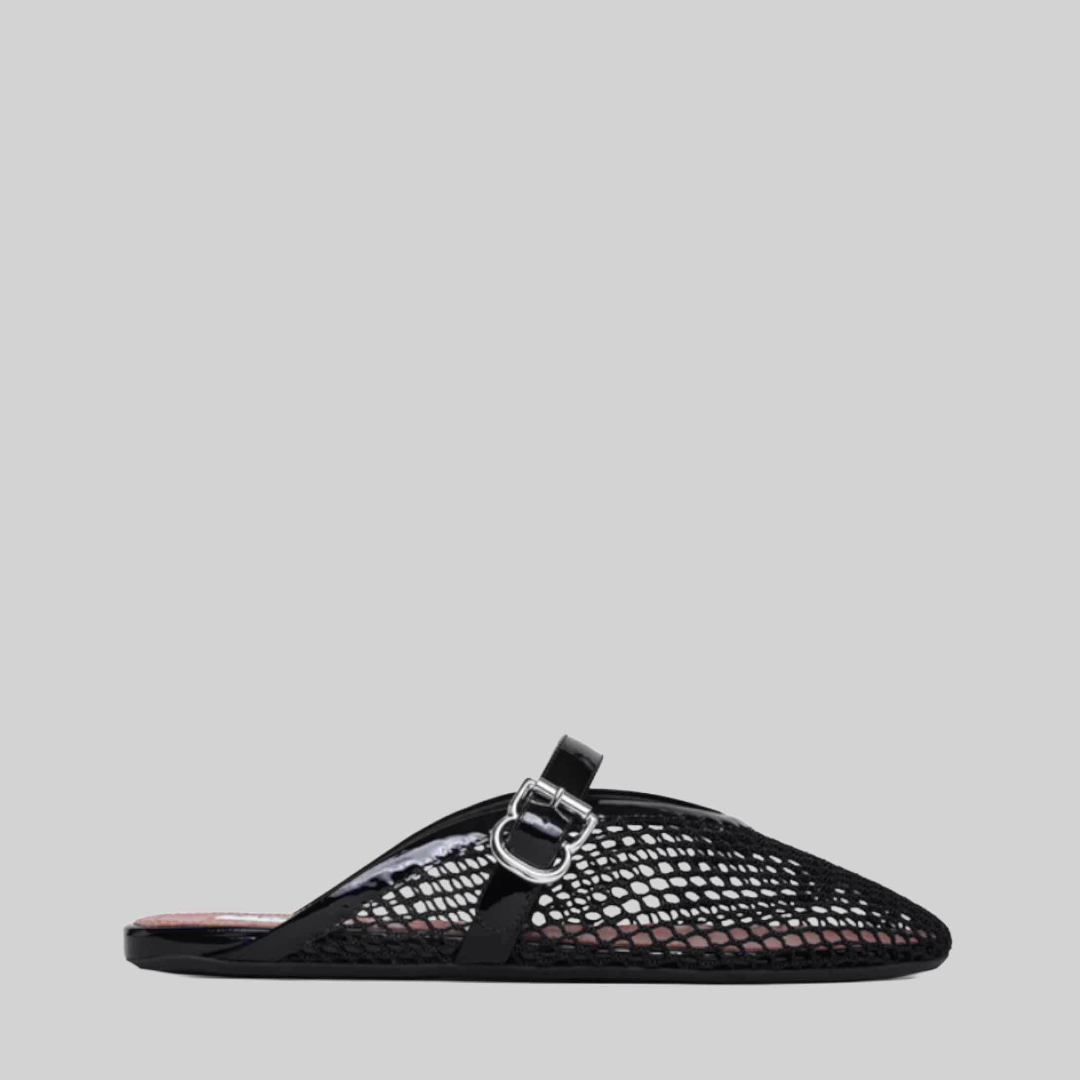 Flat Mules In Fishnet