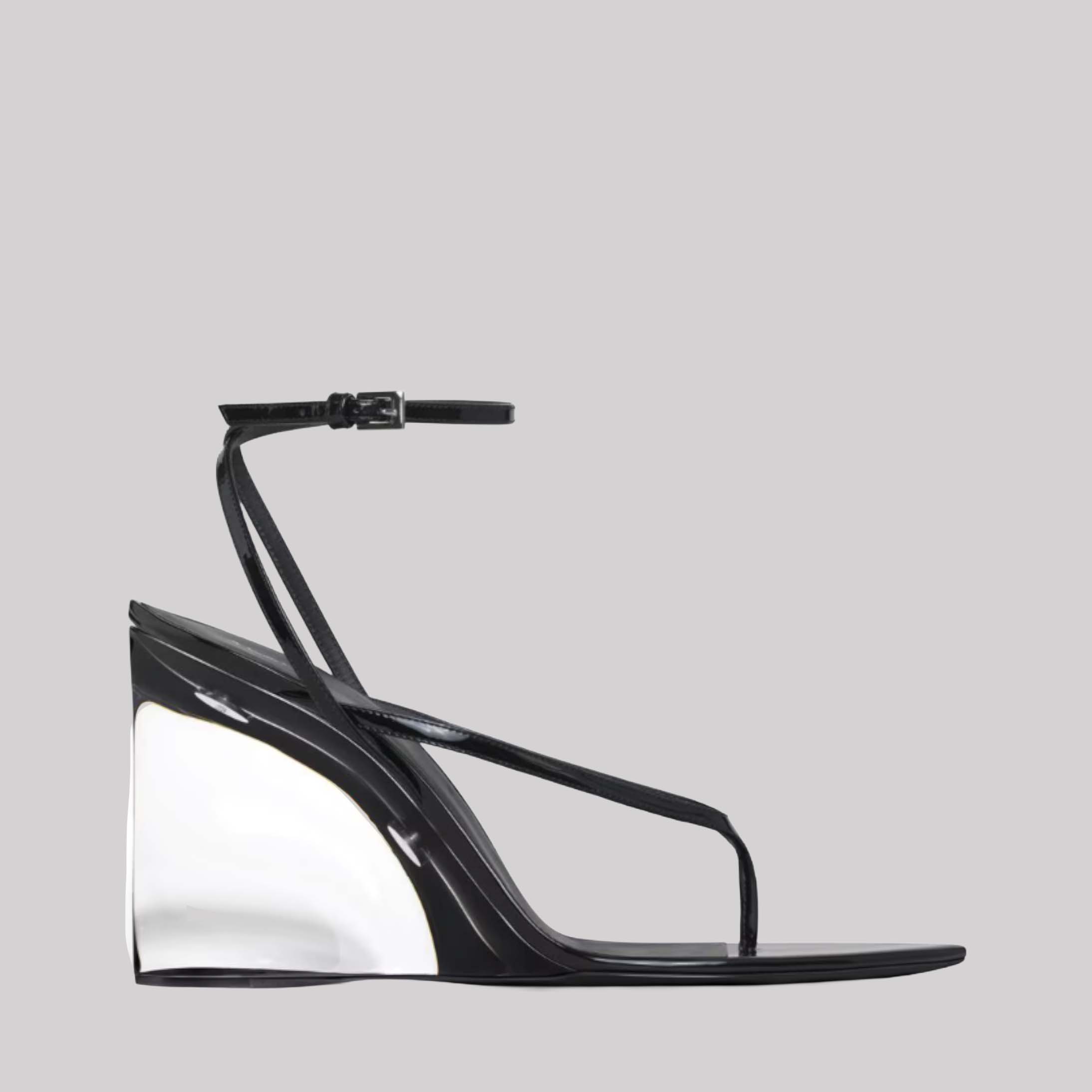 Invisible Thong Sandals In Patent Calfskin