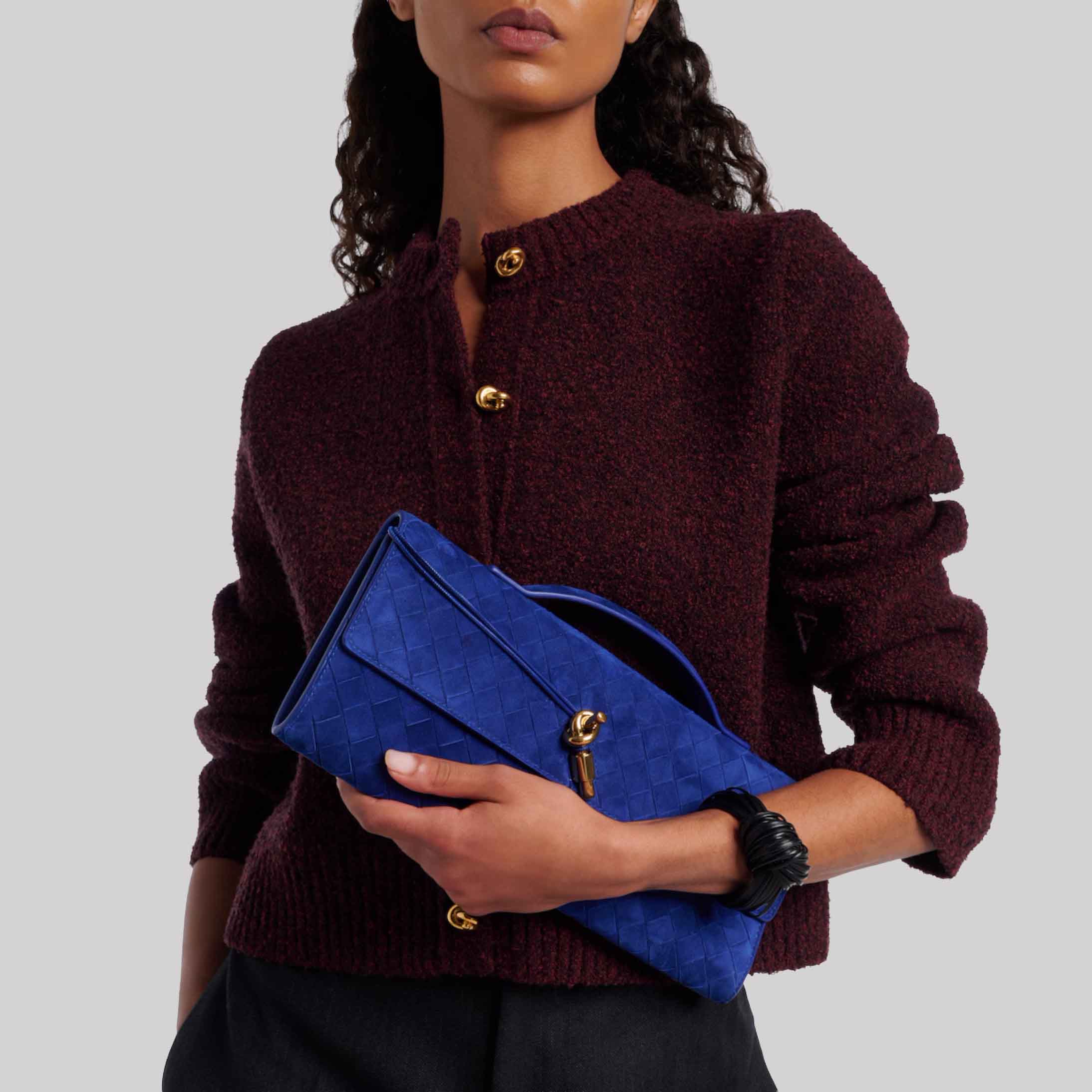 Intrecciato Suede Clutch