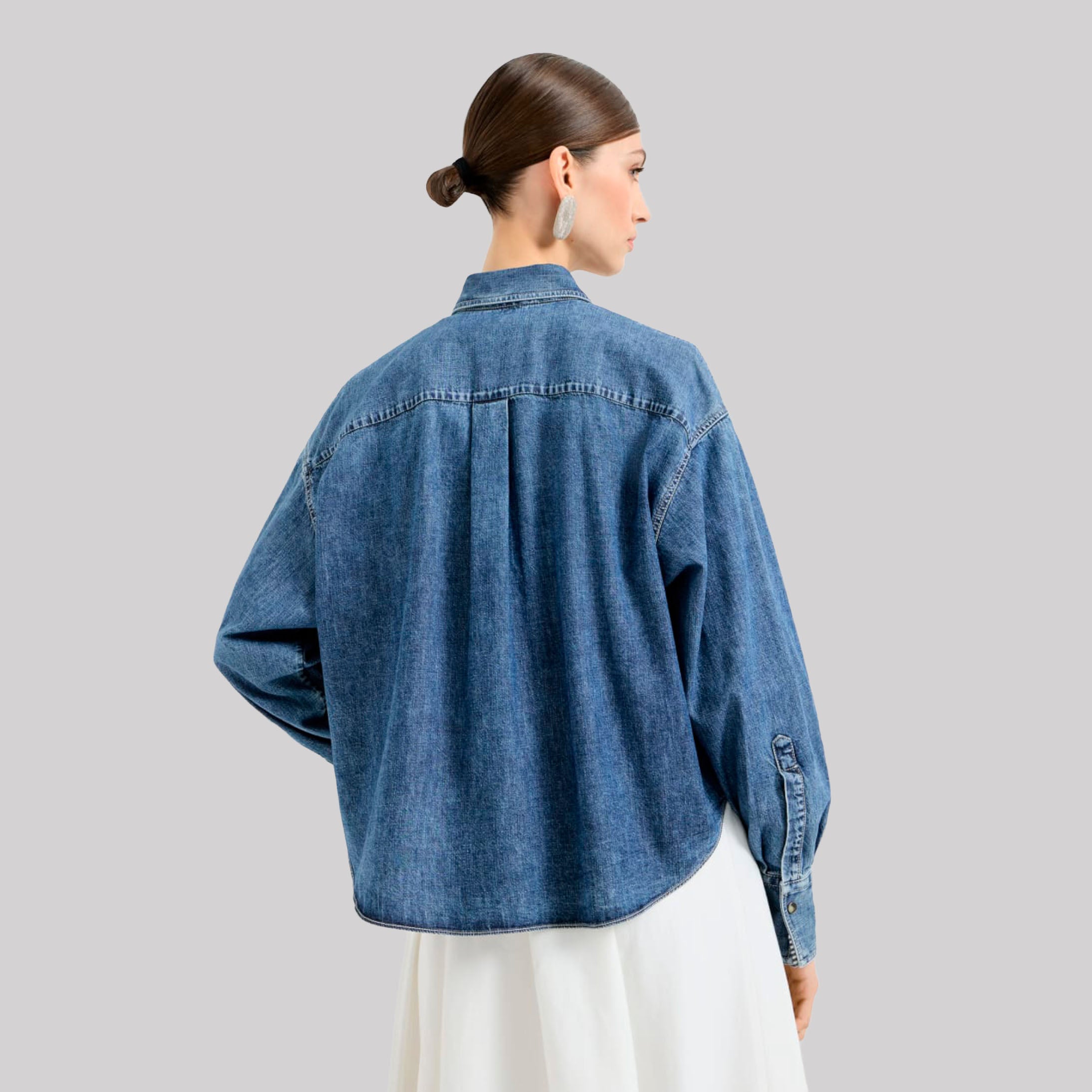 Light Denim Shirt With Shiny Pockets