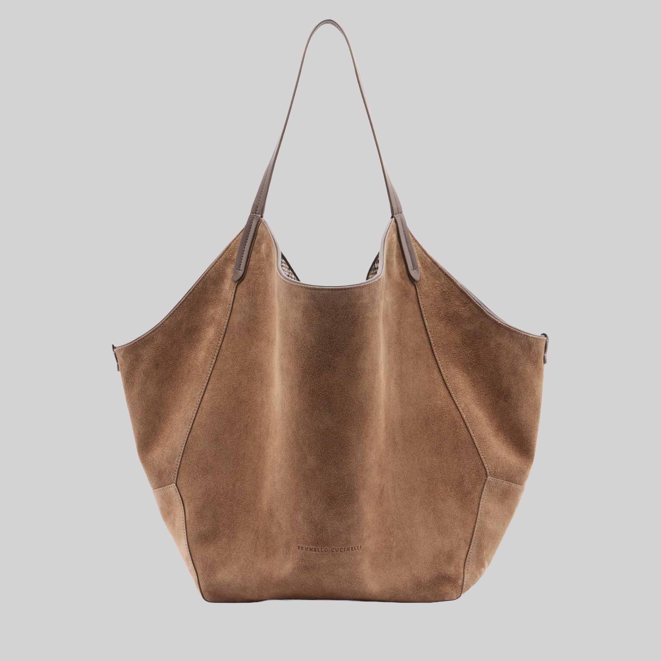 Monili Medium Reversible Suede Tote Bag