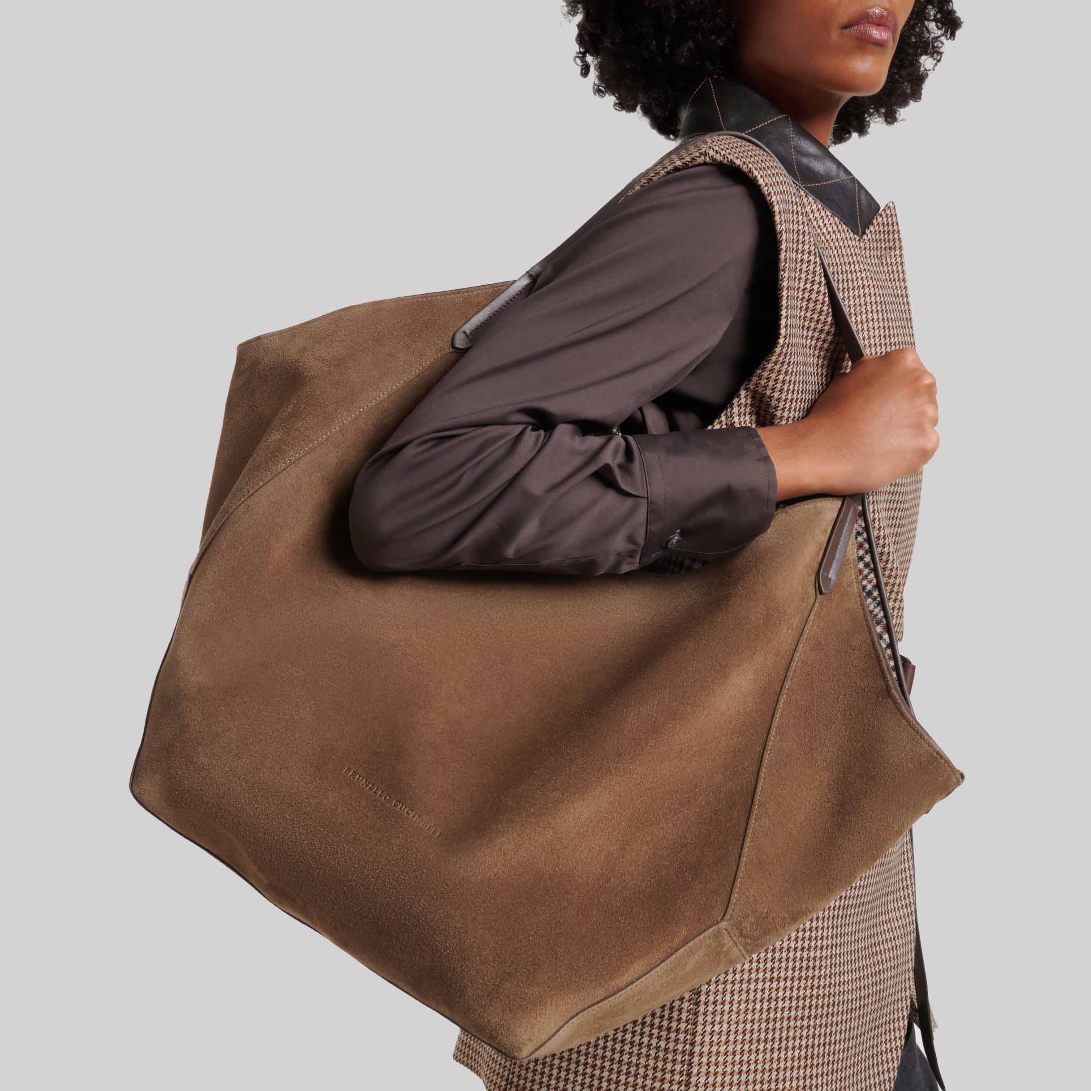 Monili Medium Reversible Suede Tote Bag