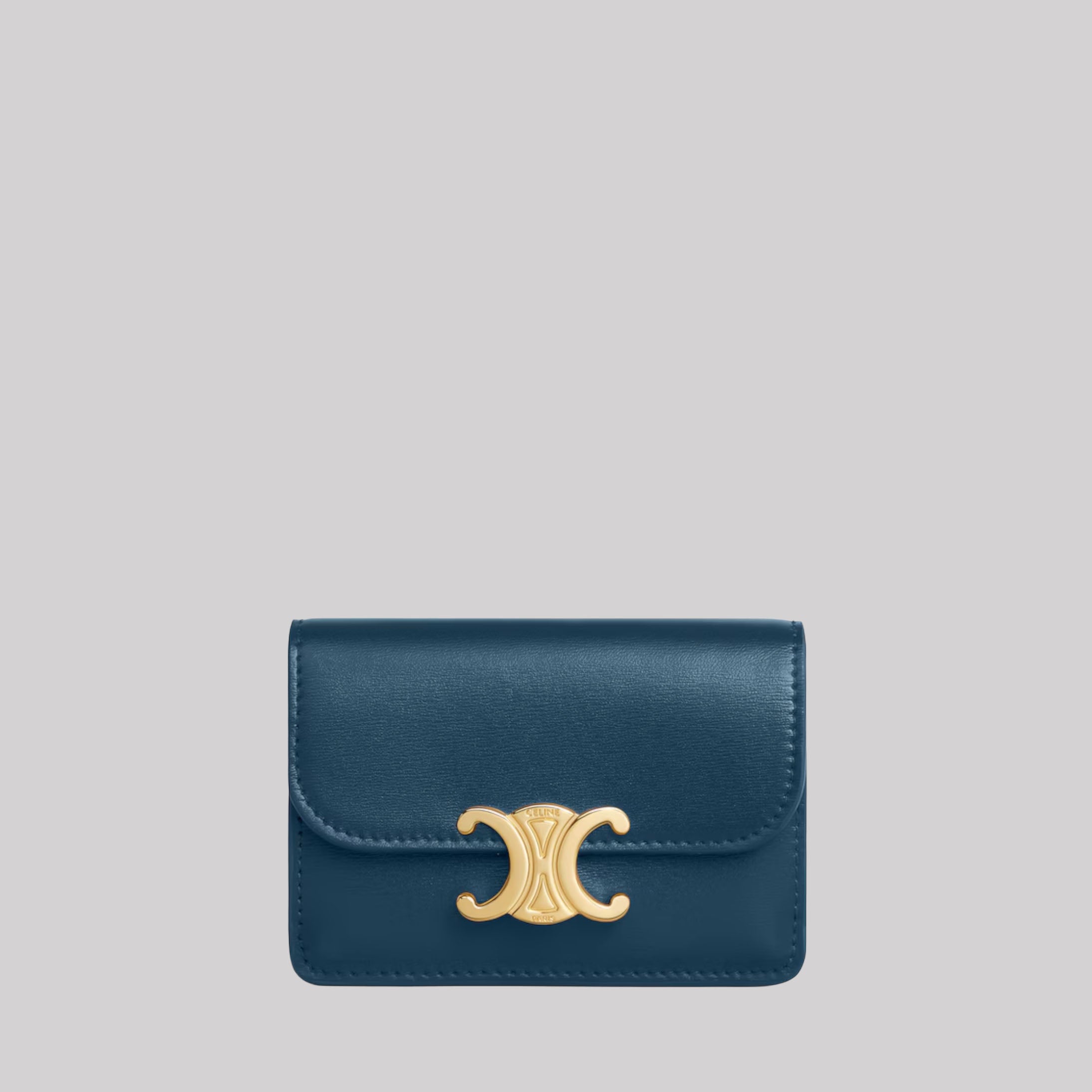 Card Holder With Flap Triomphe In Shiny Calfskin