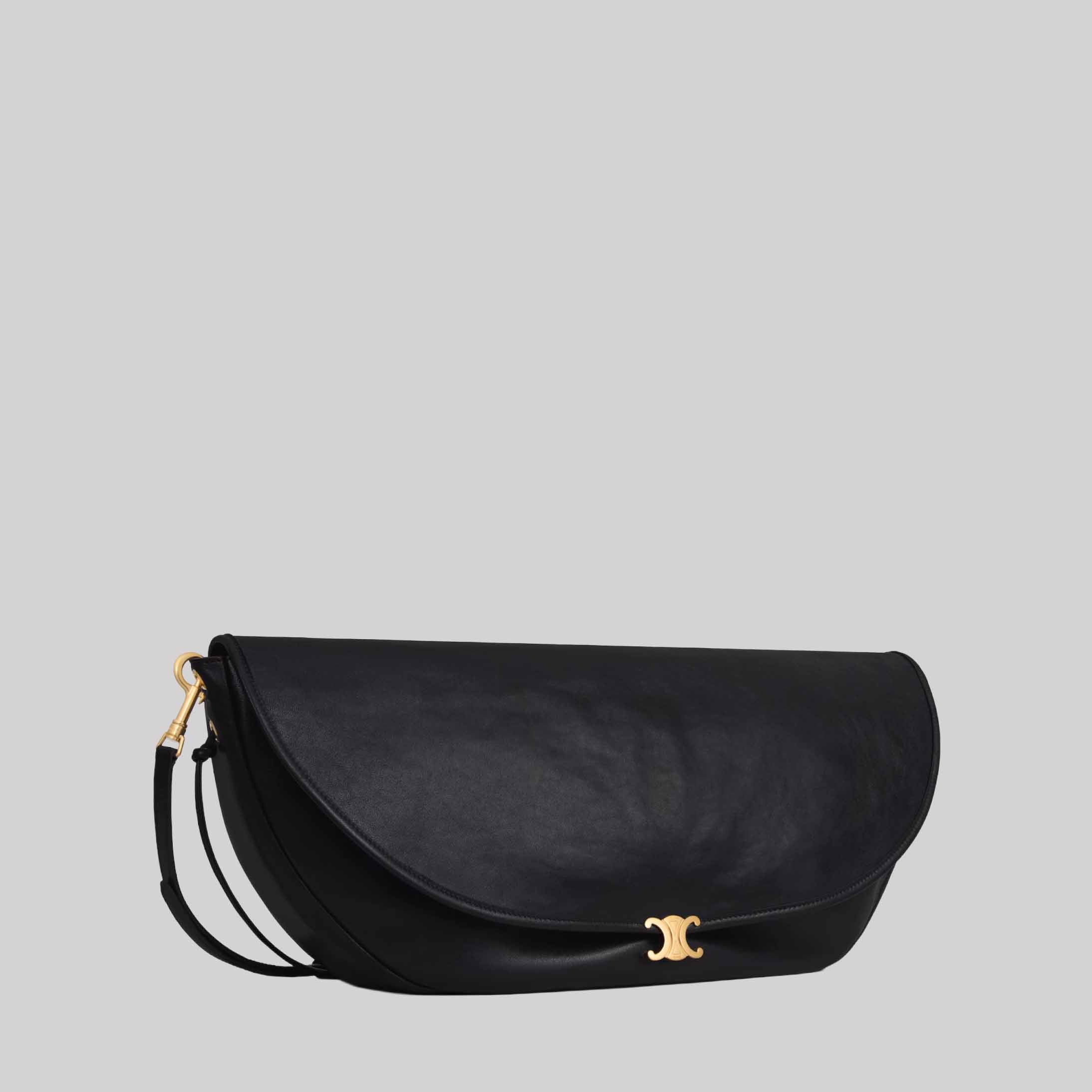 Halfmoon Soft Triomphe Bag In Supple Shiny Lambskin