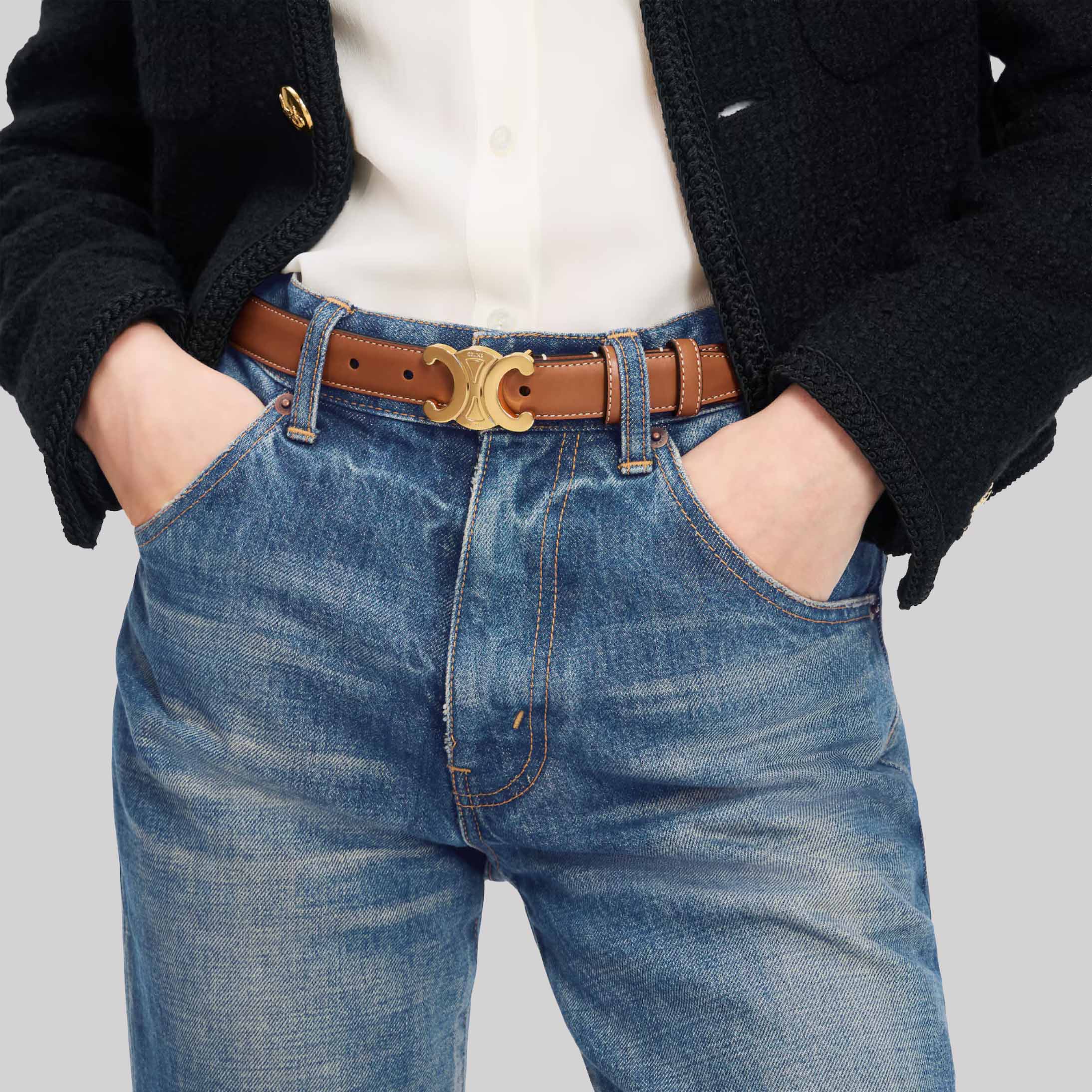 Triomphe Belt 25Mm In Natural Calfskin