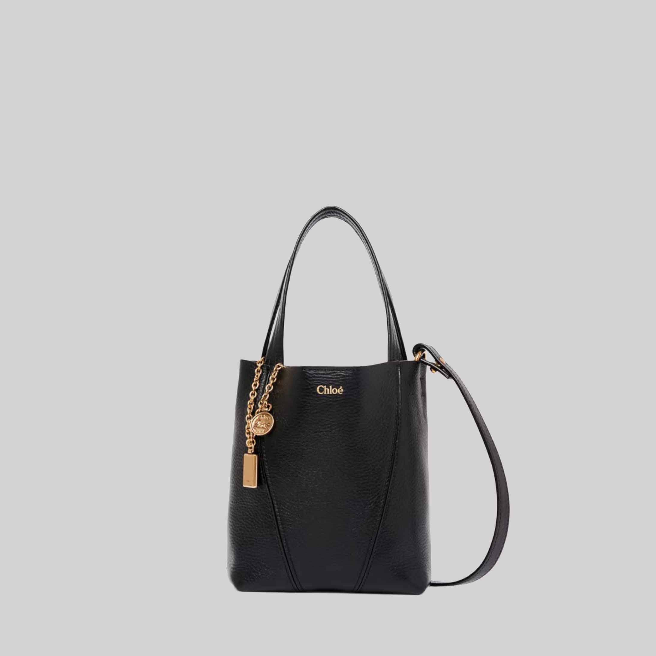Small Chloé Spin Tote Bag In Grained Leather